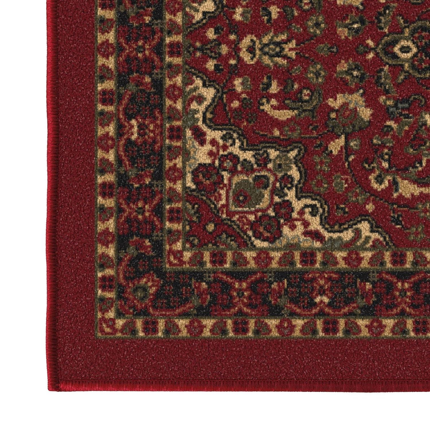 Ottohome Non-Slip Medallion Oriental Area Rug For Living Room, Hallway, Entryway Rug, Dark Red
