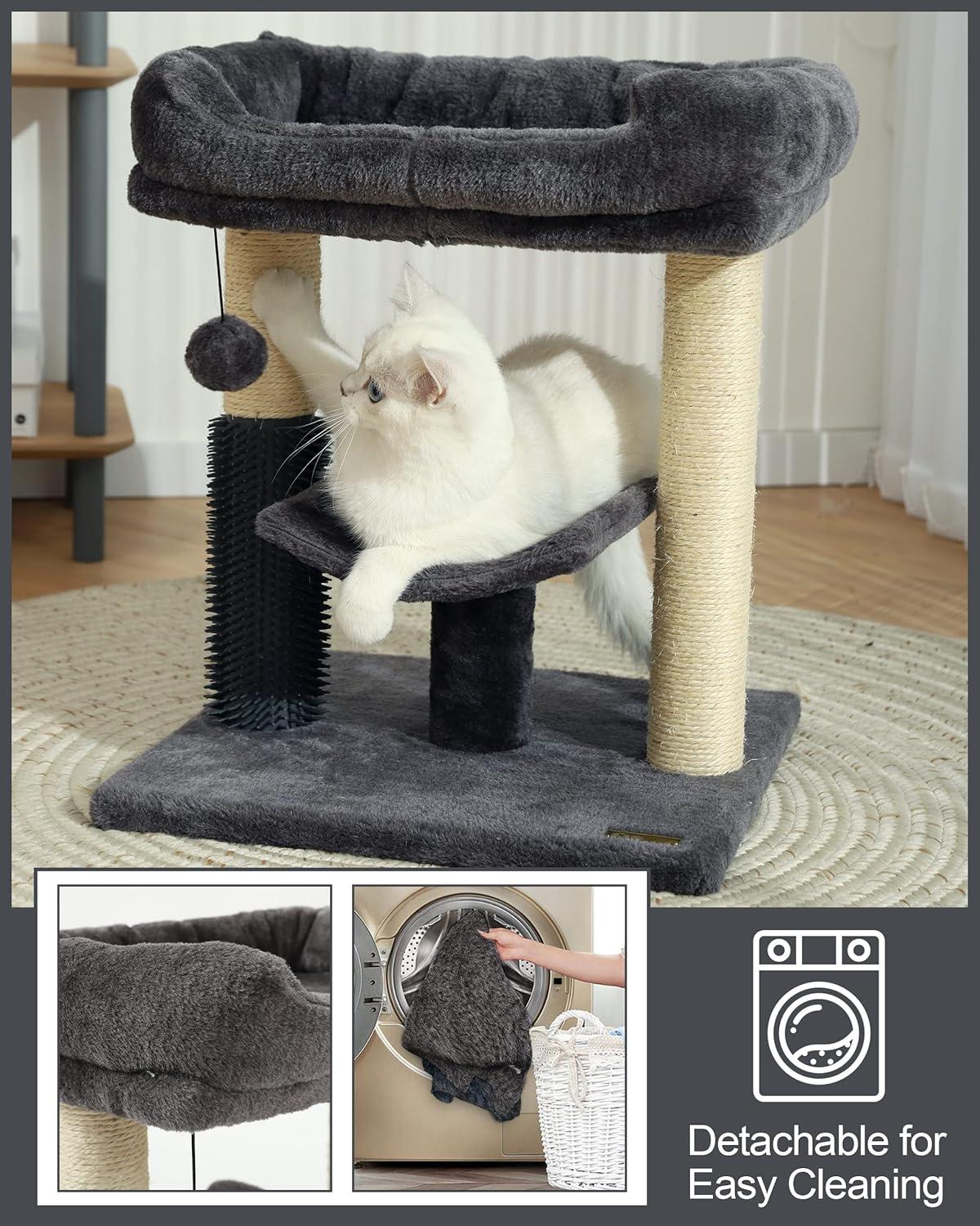 Hoopet cat Tree Tower,cat Scratching Post for Indoor Cats,Featuring with Super Cozy Perch,Cat Self Groomer and Interactive Dangling Ball Great for Kittens and Cats