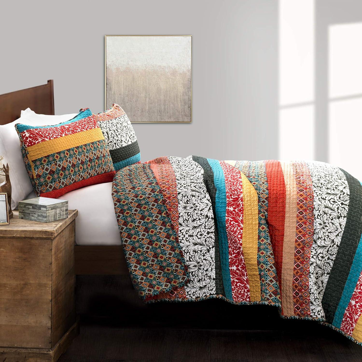 Lush Decor Boho Stripe Reversible Coverlet Set