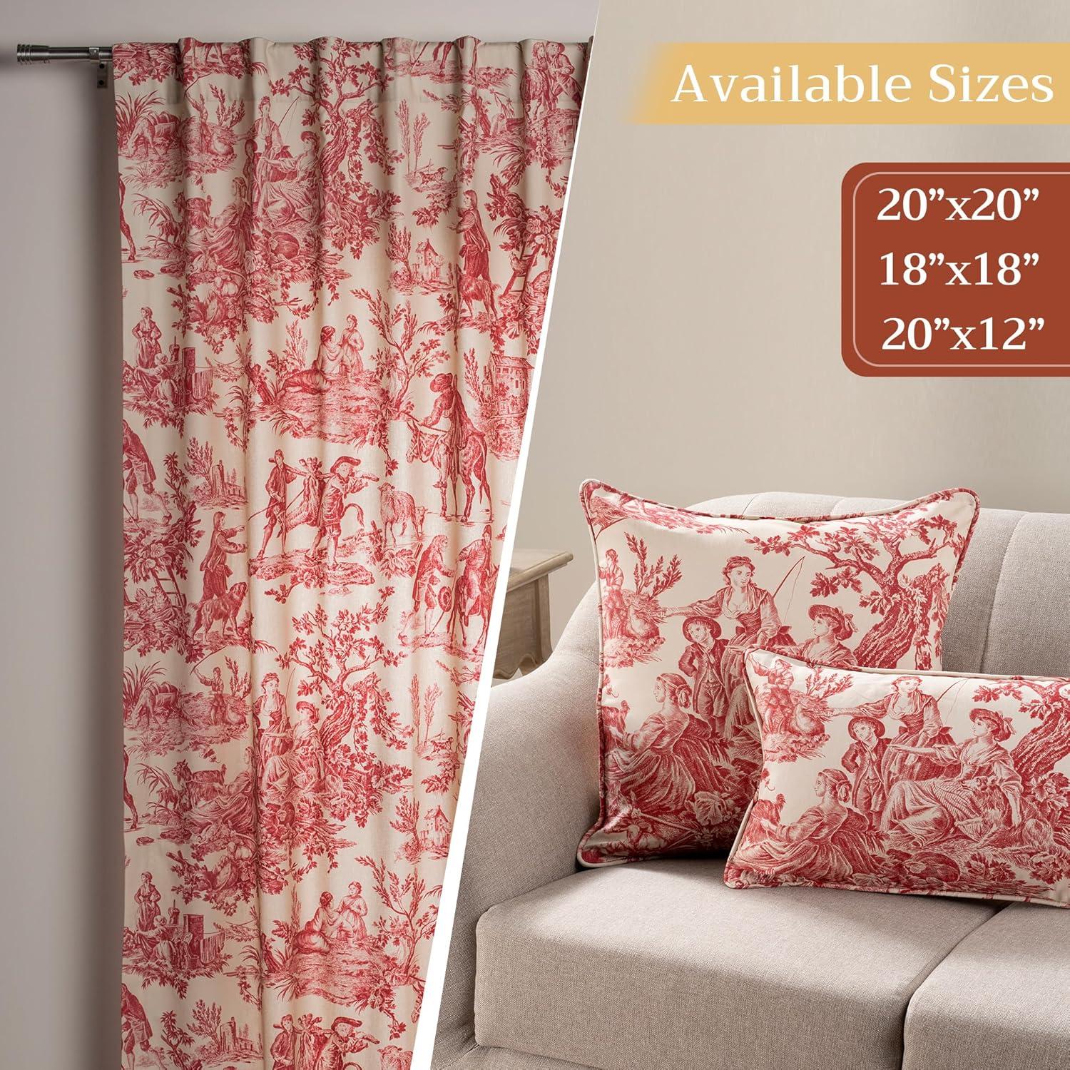 Maison d' Hermine Decorative Pillow Covers 18 x 18 Inch Square 100% Cotton Throw pillow Covers with invisible Zipper Cushion Case for Living Room Couch, Chair, Sofas, Bedroom, Home (Calais - Cardinal)