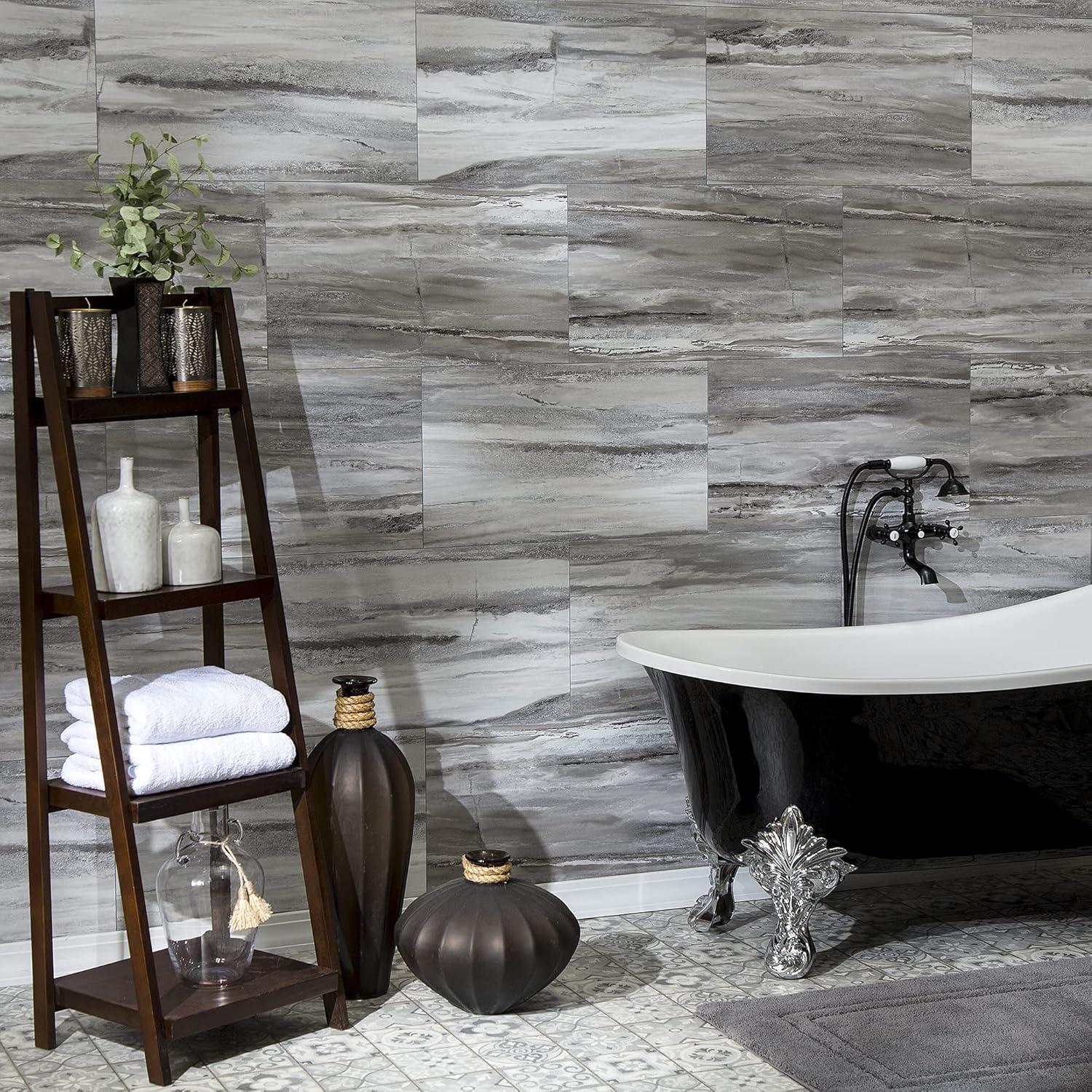 Palisade 25.6 in. x 14.8 in. Interlocking Vinyl Waterproof Wall Tiles