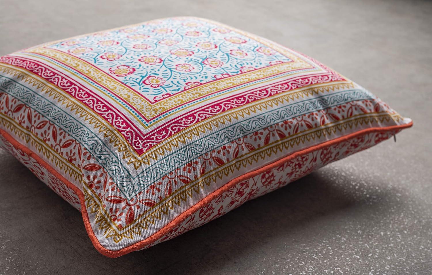 Maison d' Hermine Decorative Pillow Covers 18 x 18 Inch Square 100% Cotton Throw Pillow Covers with Invisible Zipper Cushion Case for Living Room Couch, Chair, Sofas, Bedroom, Home (Katmandou - Doda)