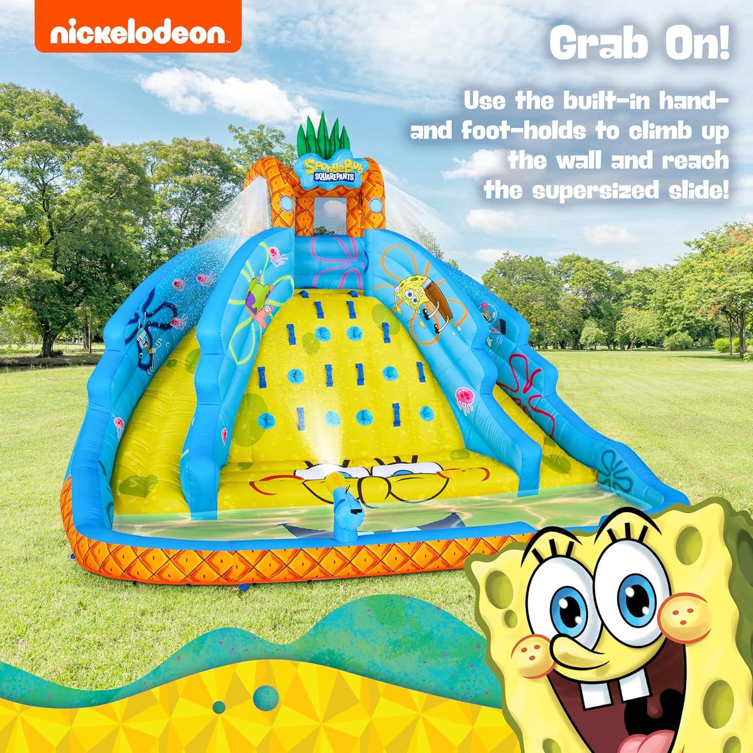 Sunny & Fun SpongeBob Ultra Climber Inflatable Water Slide with Climbing Wall, Two Slides & More!