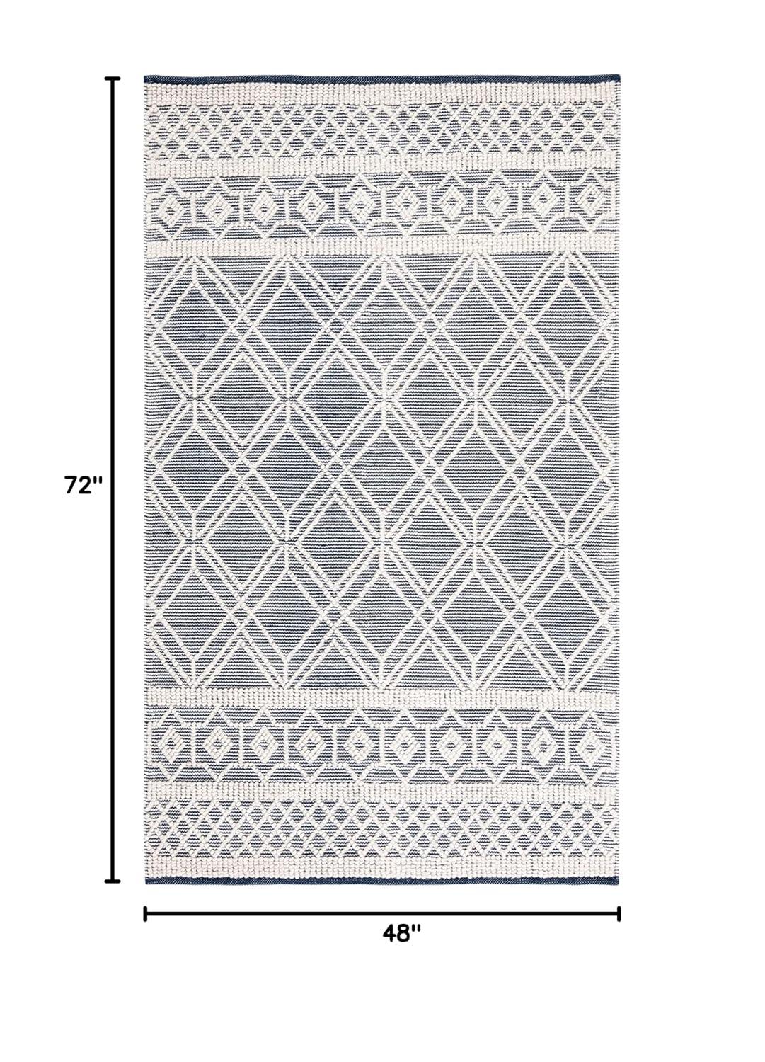 Natura NAT826 Hand Woven Area Rug - Ivory/Navy - 4'x6' - Safavieh.