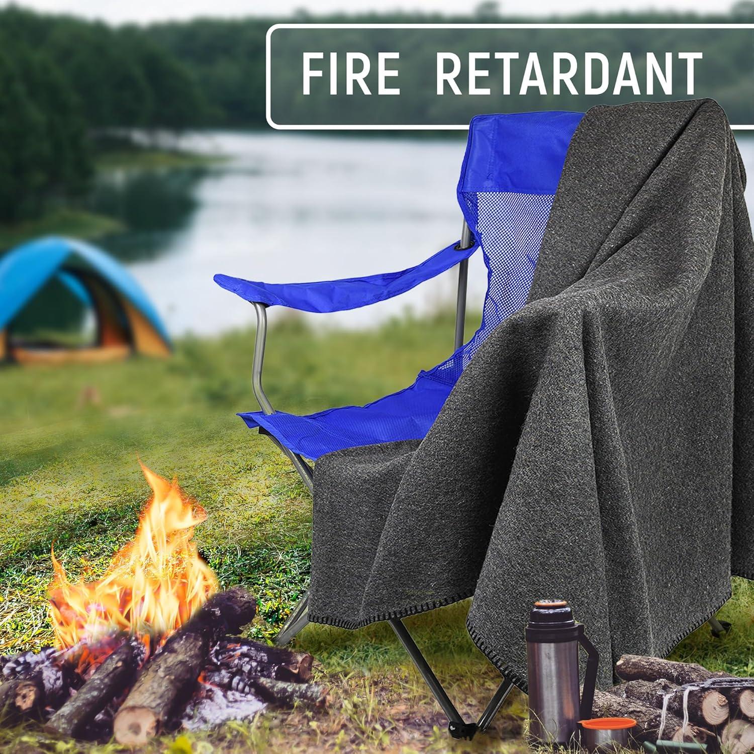 Jmr Usa Inc. Military Wool Blanket for Camping, Emergency and Everyday Use, Fire Retardant Extra Thick and Warm Outdoor Wool Blanket, 80% Wool, Grey, Size 66X90.