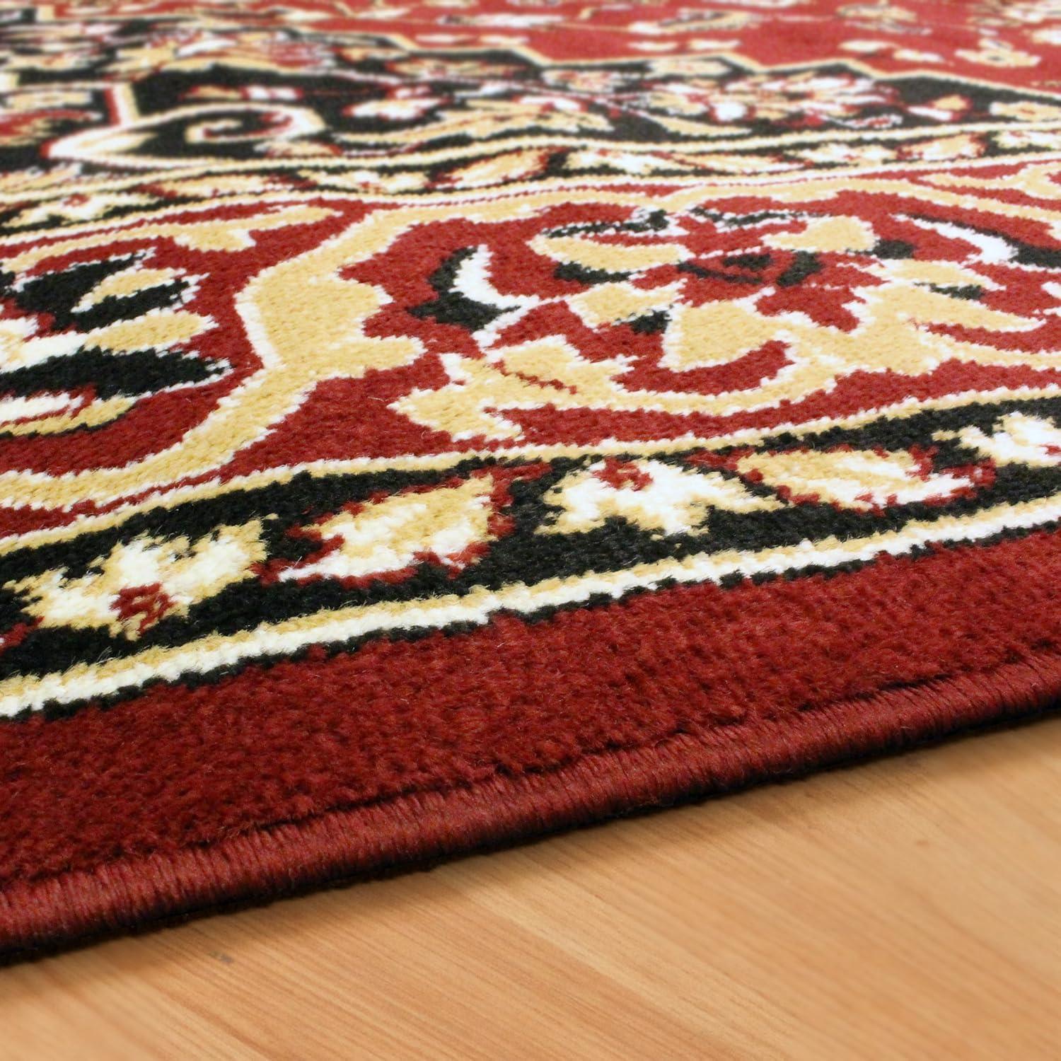 Red 6' x 9' Synthetic Medallion Area Rug