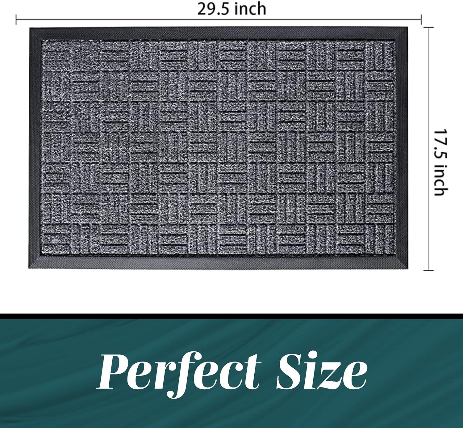 Front Door Mats, 2 Pc Set, 29.5 x 17, All Weather Entry and Back Yard, Indoor and Outdoor Safe, Slip Resistant Rubber Backing, Absorbent and Waterproof, Dirt Trapping Rugs for Entryway