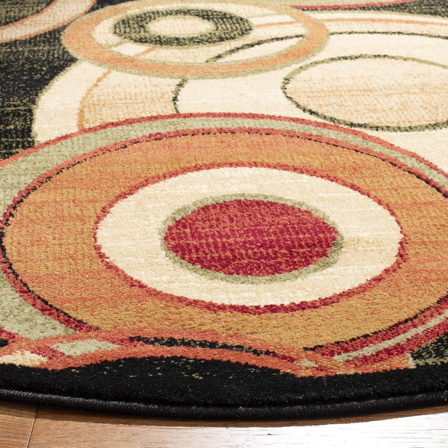 Lyndhurst LNH225 Power Loomed Area Rug - Black/Multi - 7' Round - Safavieh