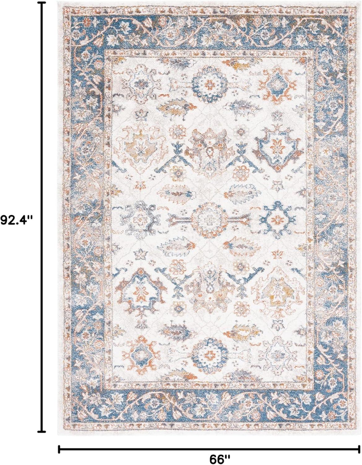 Symphony SYH616 Power Loomed Area Rug - Ivory/Navy - 5'5"x7'7" - Safavieh.