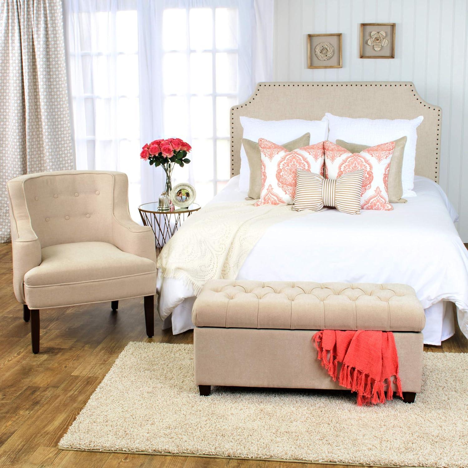Ainsley Button Tufted Storage Bench - Oatmeal - HomePop