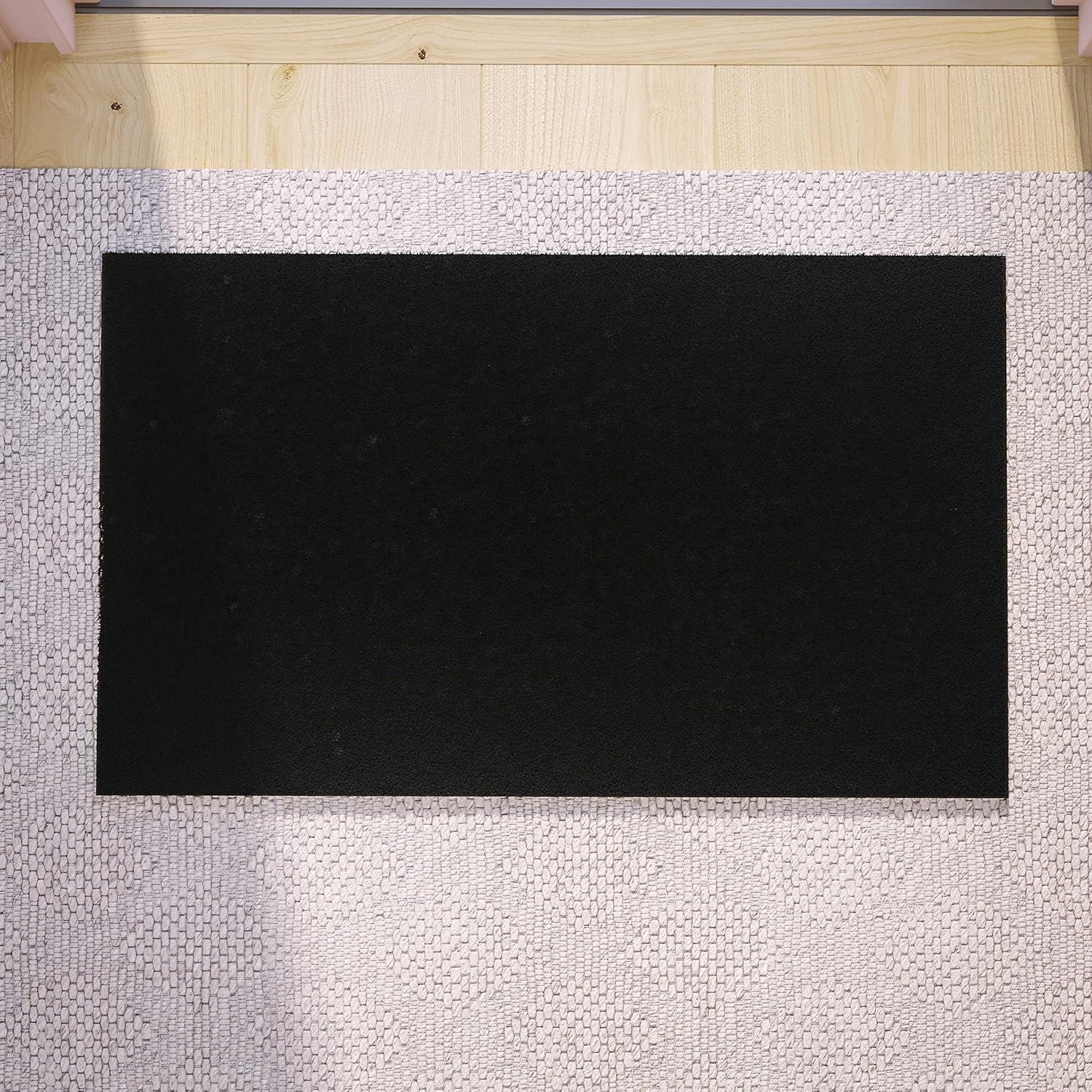Solid Black Natural Coir 18" x 30" Outdoor Doormat with Non-Slip Backing