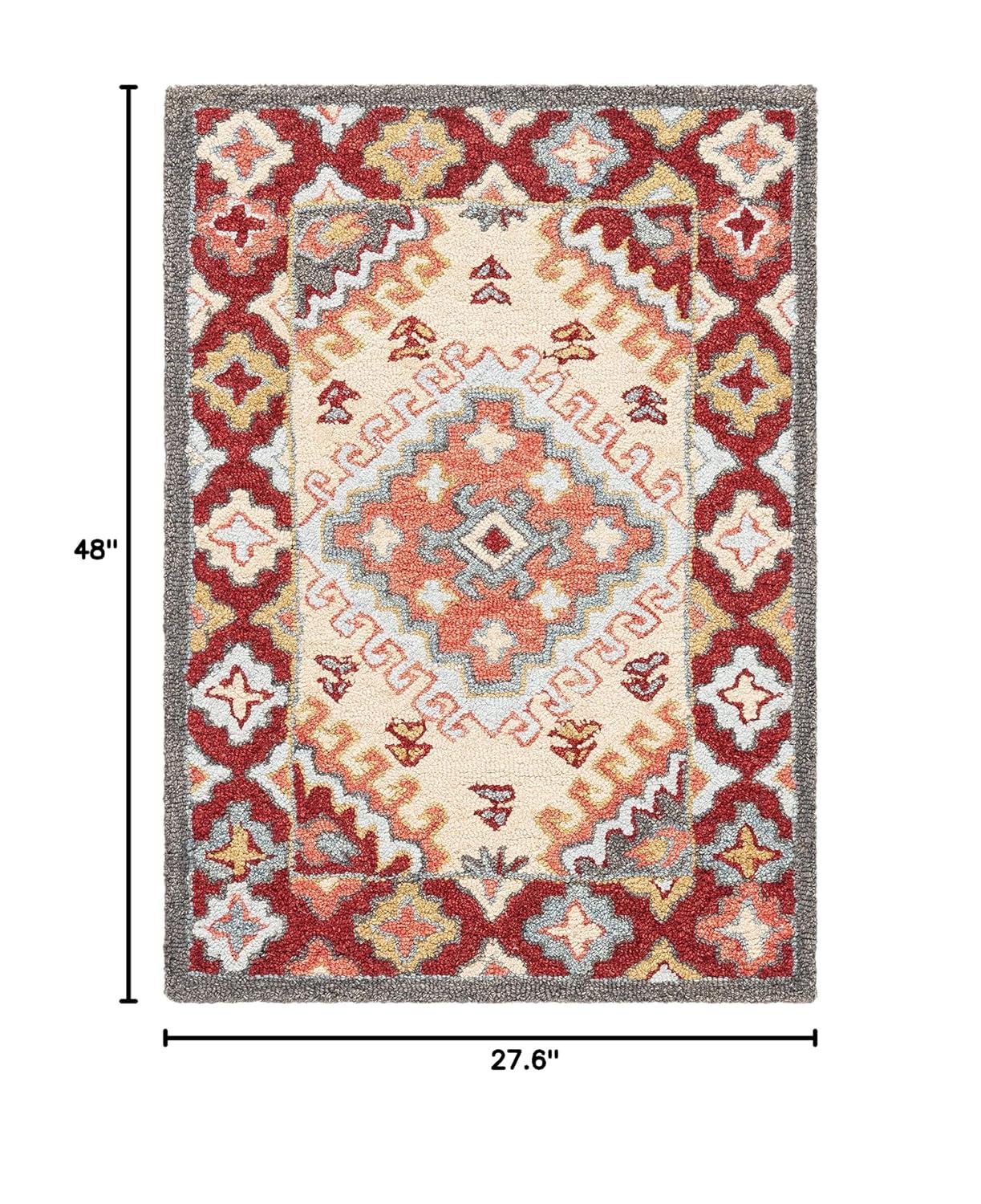 Aspen APN801 Hand Tufted Indoor Accent Rug - Red/Ivory - 2'3"x4' - Safavieh