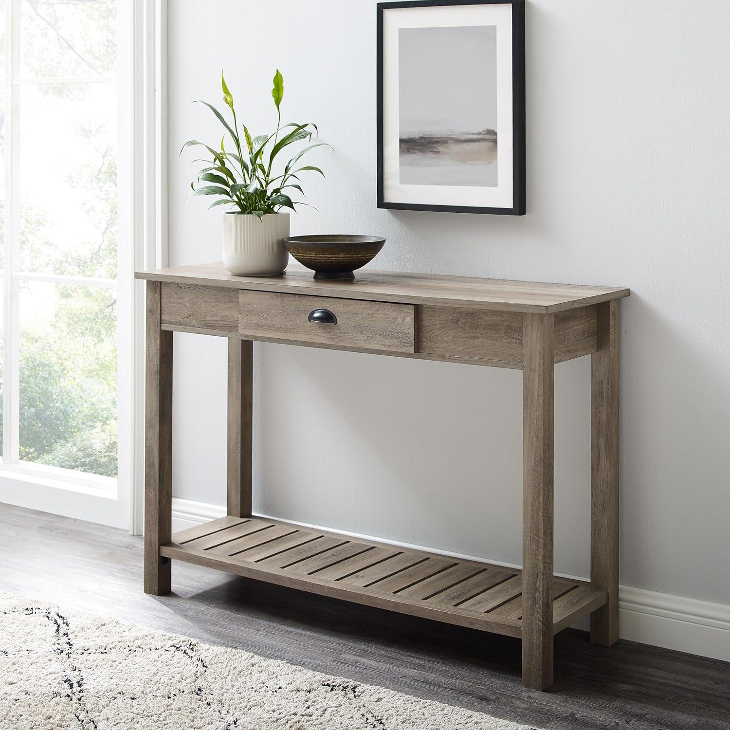 48" Wood Country Style Entry Console Table - Gray Wash