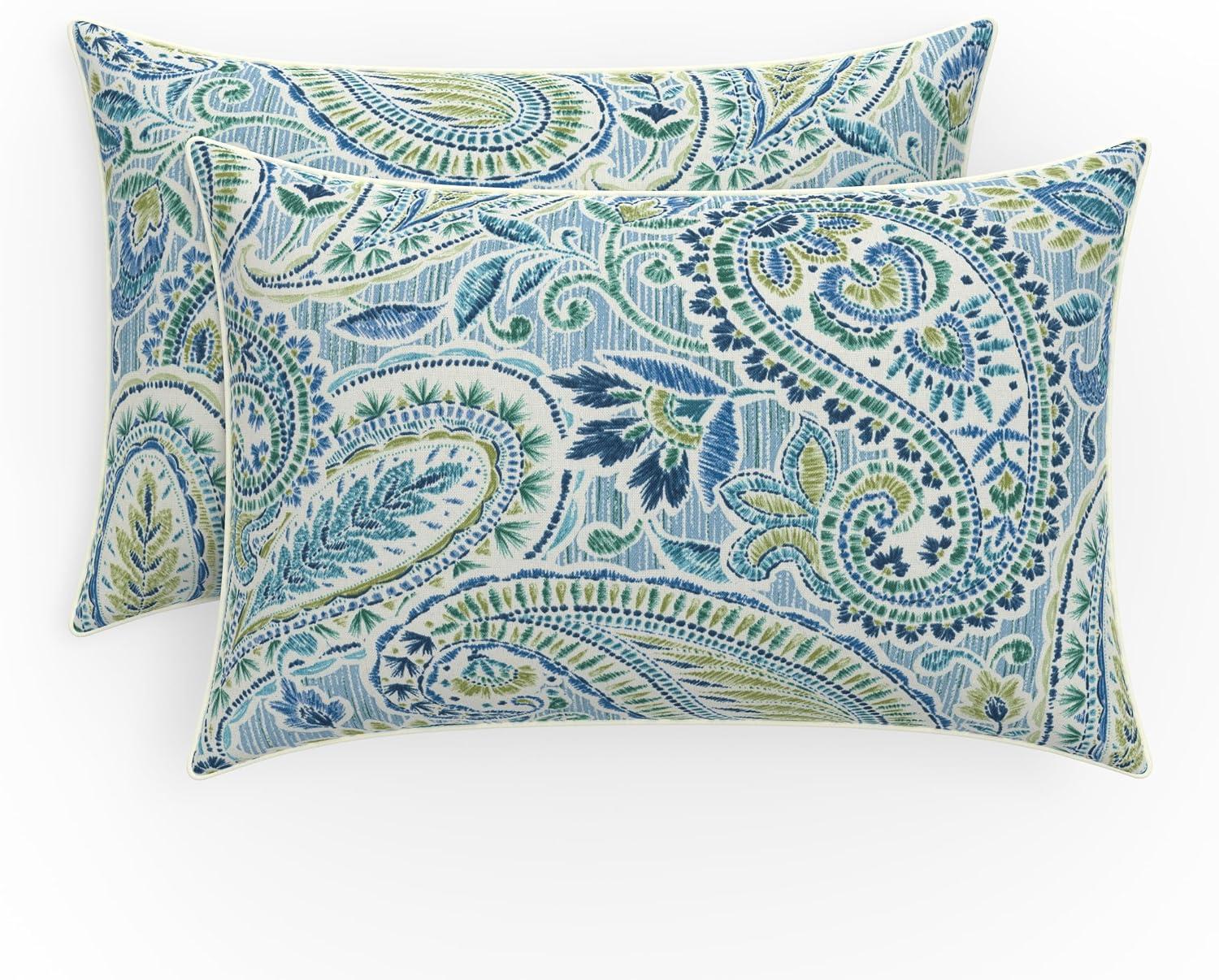 Paisley Blue Arctic Stone Lumbar Throw Pillows Set