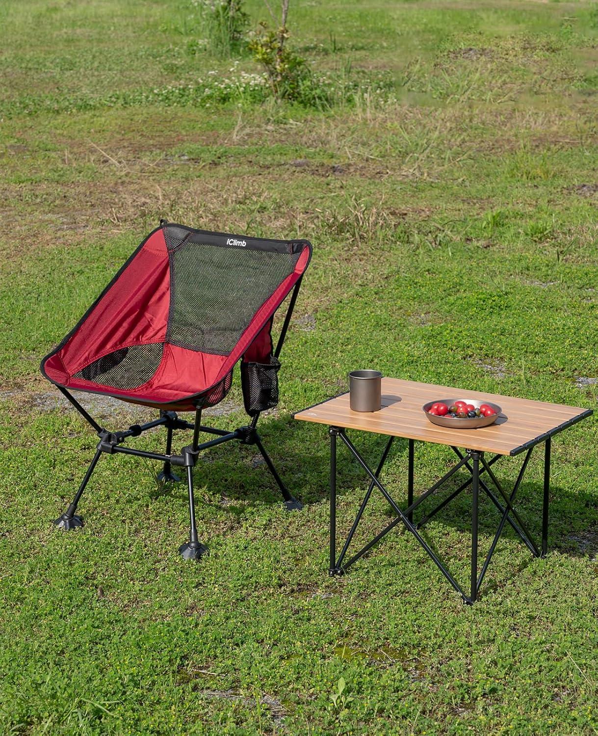 iClimb Ultralight Compact Camping Folding Beach Chair with Anti-Sinking Large Feet