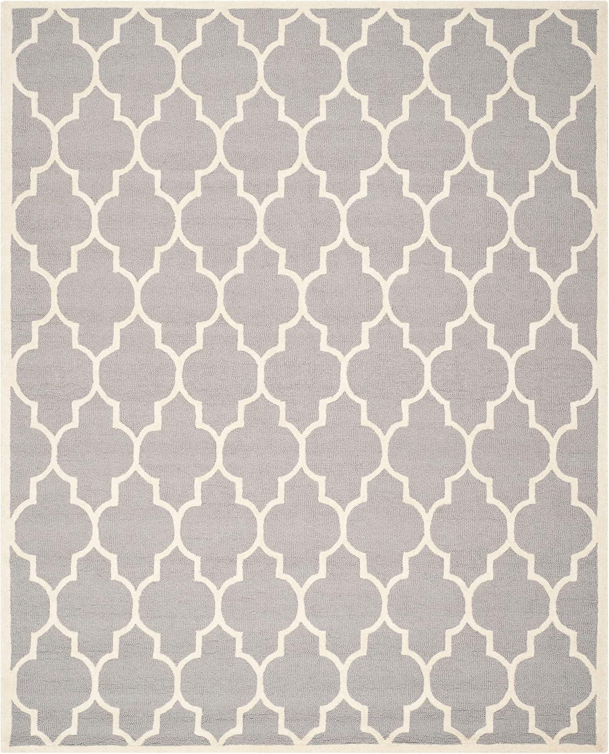 Hand-Tufted Elegance Silver & Ivory Wool 8' x 10' Area Rug