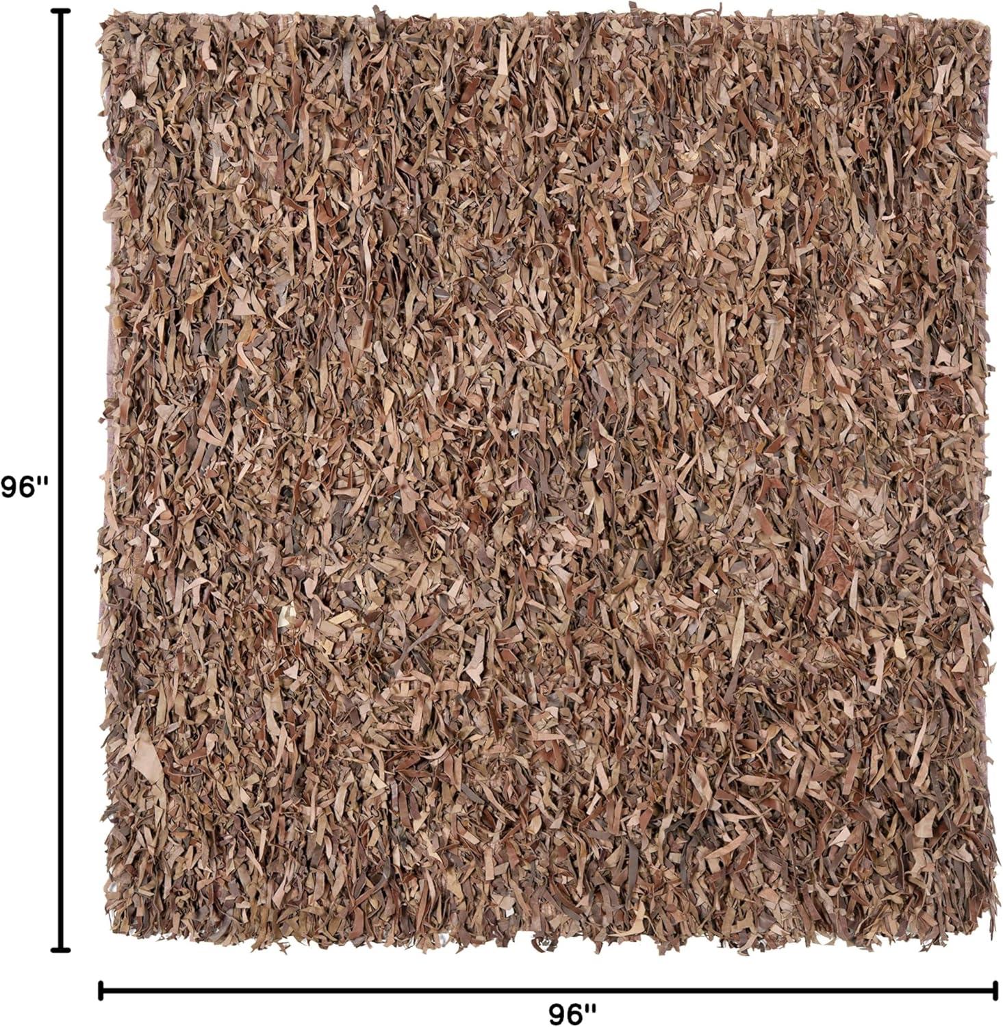 Leather Shag LSG511 Handwoven Area Rug - Black - 8'x8' - Safavieh