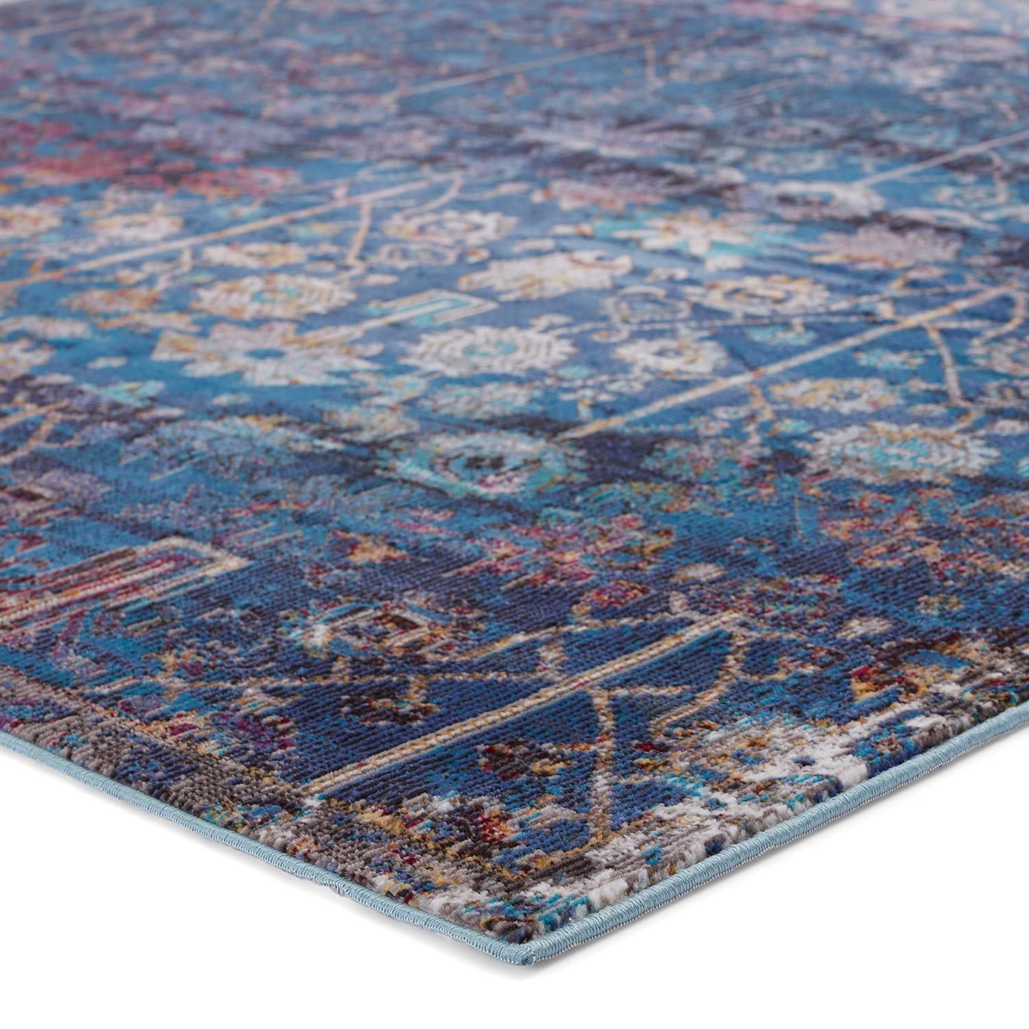 Izar Blue and Multicolor Synthetic 8' x 10' Area Rug