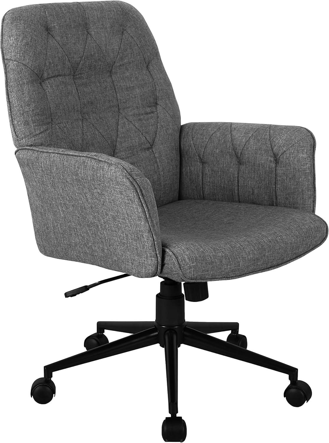 Modern Upholstered Tufted Office Chair with Arms Gray - Techni Mobili