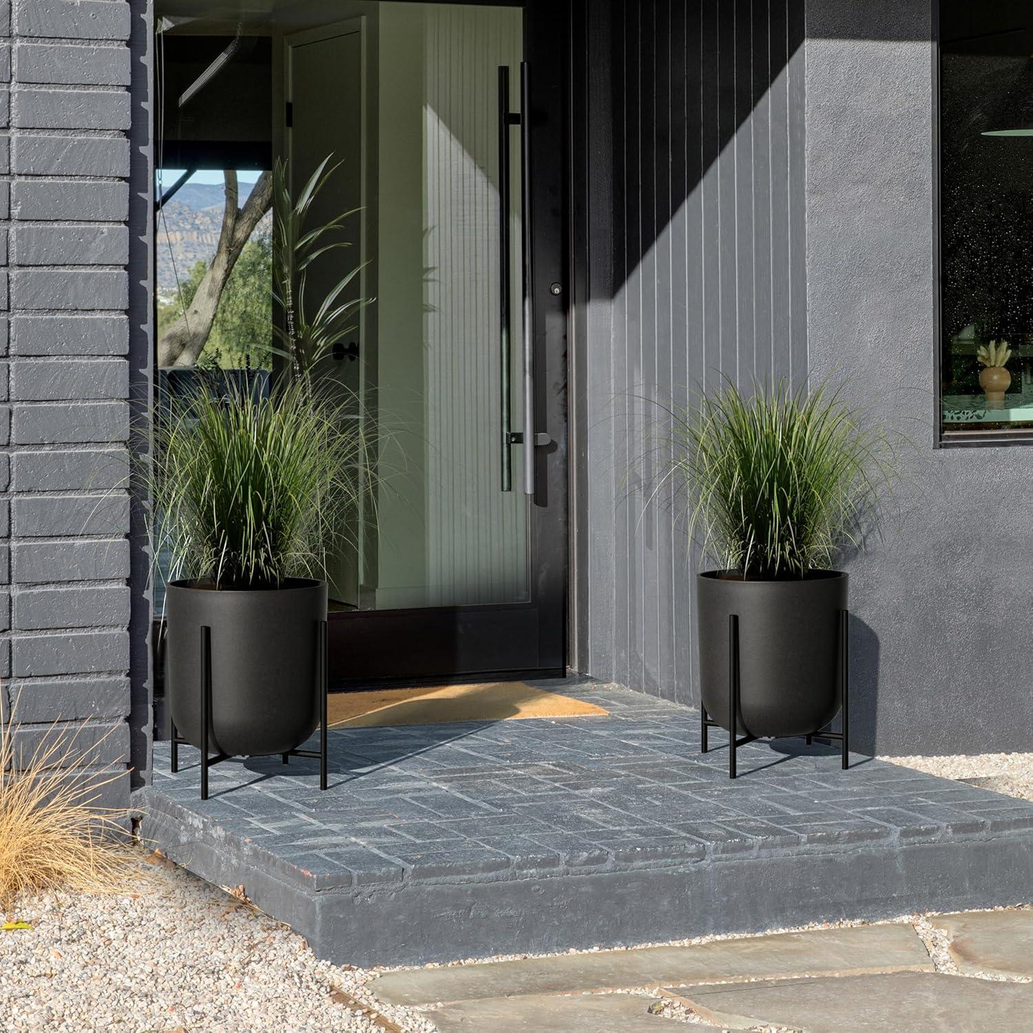 Veradek Mason Series Raised Kona 15" Plastic-Stone Planter with Stand - (Black/1 Pack)