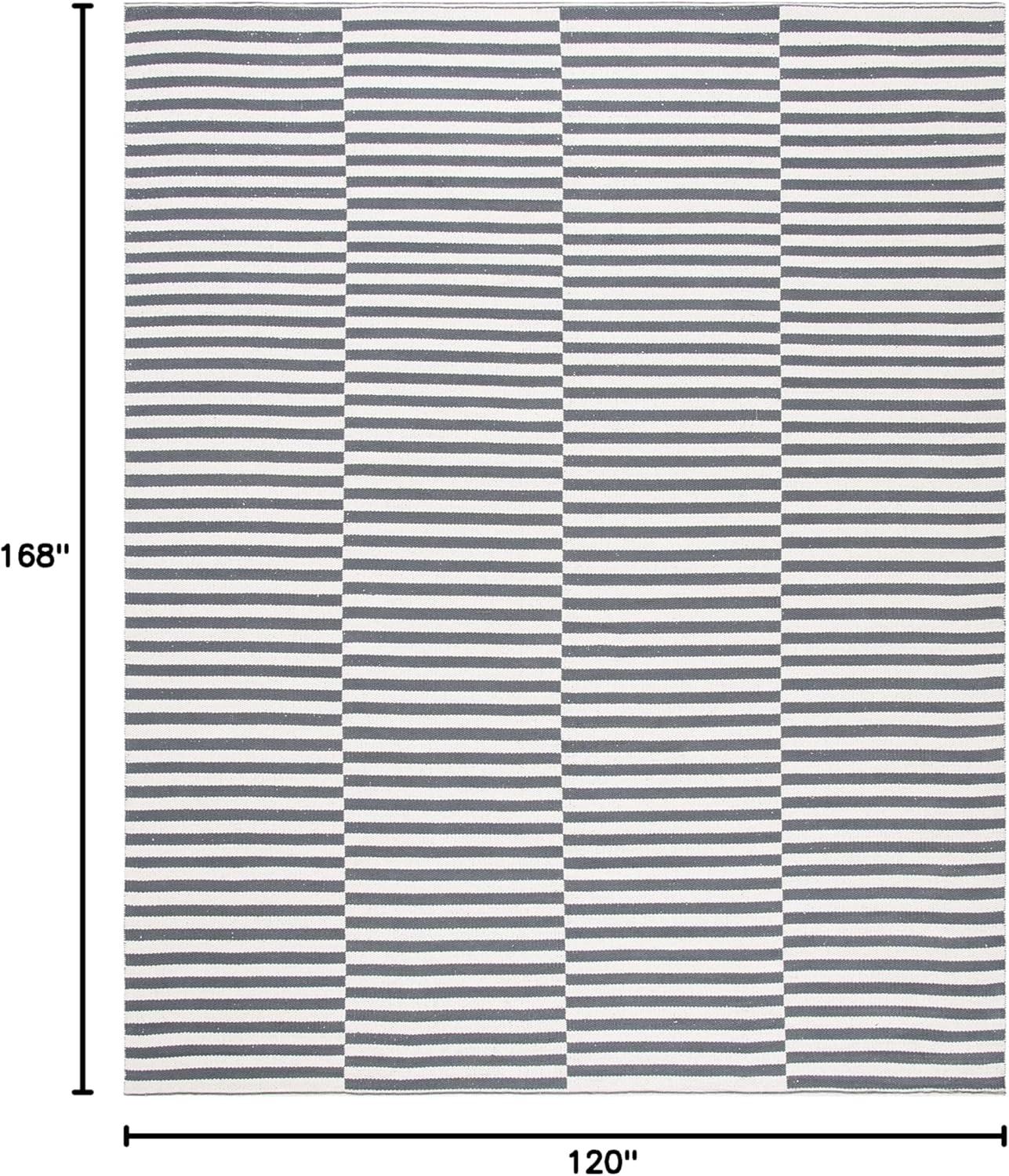 SAFAVIEH Montauk Raeyln Geometric Cotton Area Rug, Ivory/Grey, 10' x 14'