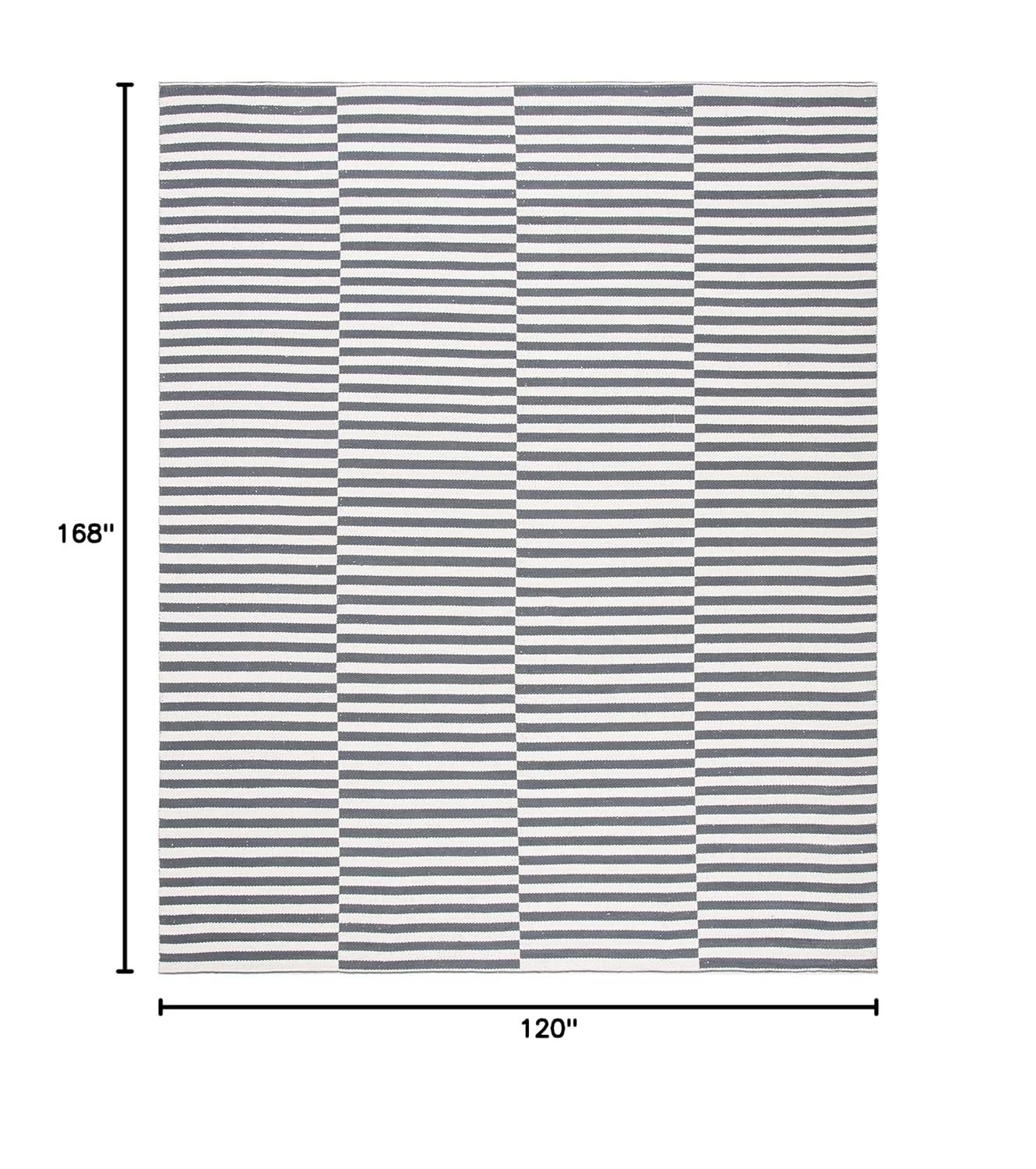SAFAVIEH Montauk Raeyln Geometric Cotton Area Rug, Ivory/Grey, 10' x 14'