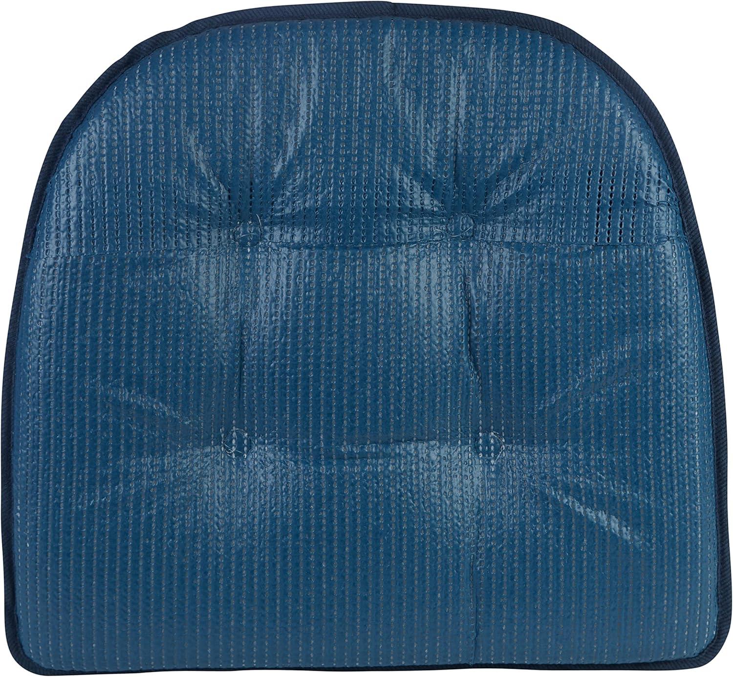 Non-Slip Tufted Chair Cushions for Dining Room, Kitchen and Office Use, U-Shaped Skid-Proof Seat Pad, 15x16 Inches, 4 Pack, Indigo Blue