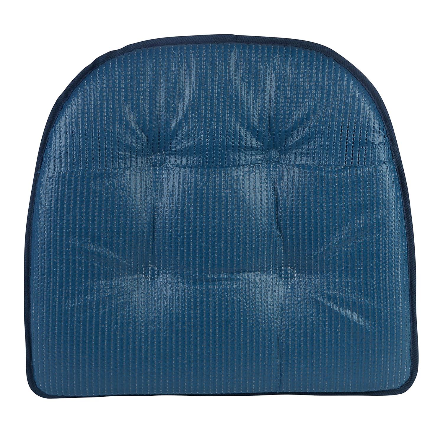 Non-Slip Tufted Chair Cushions for Dining Room, Kitchen and Office Use, U-Shaped Skid-Proof Seat Pad, 15x16 Inches, 4 Pack, Indigo Blue