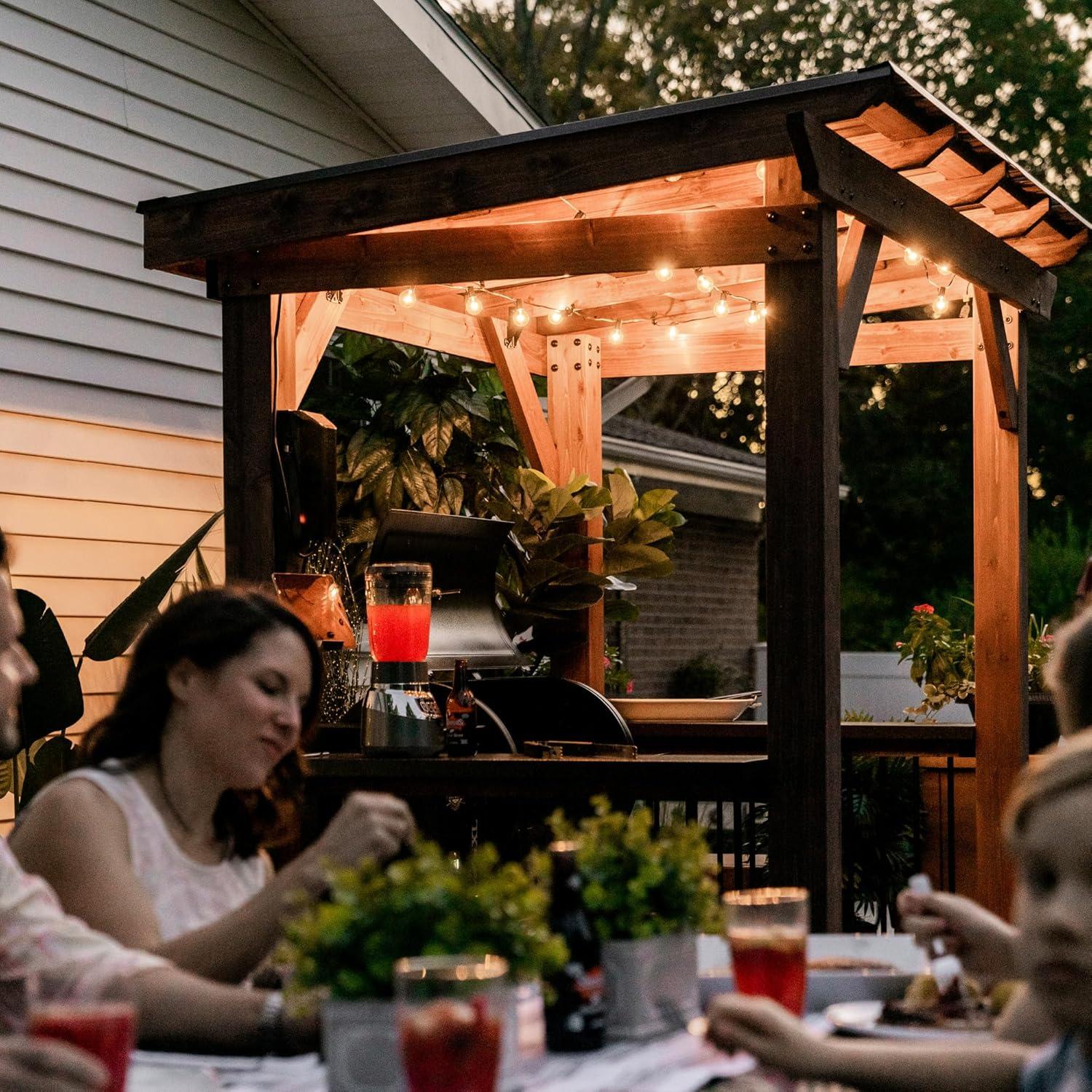 Walnut Cedar Grill Gazebo with Insulated Steel Roof