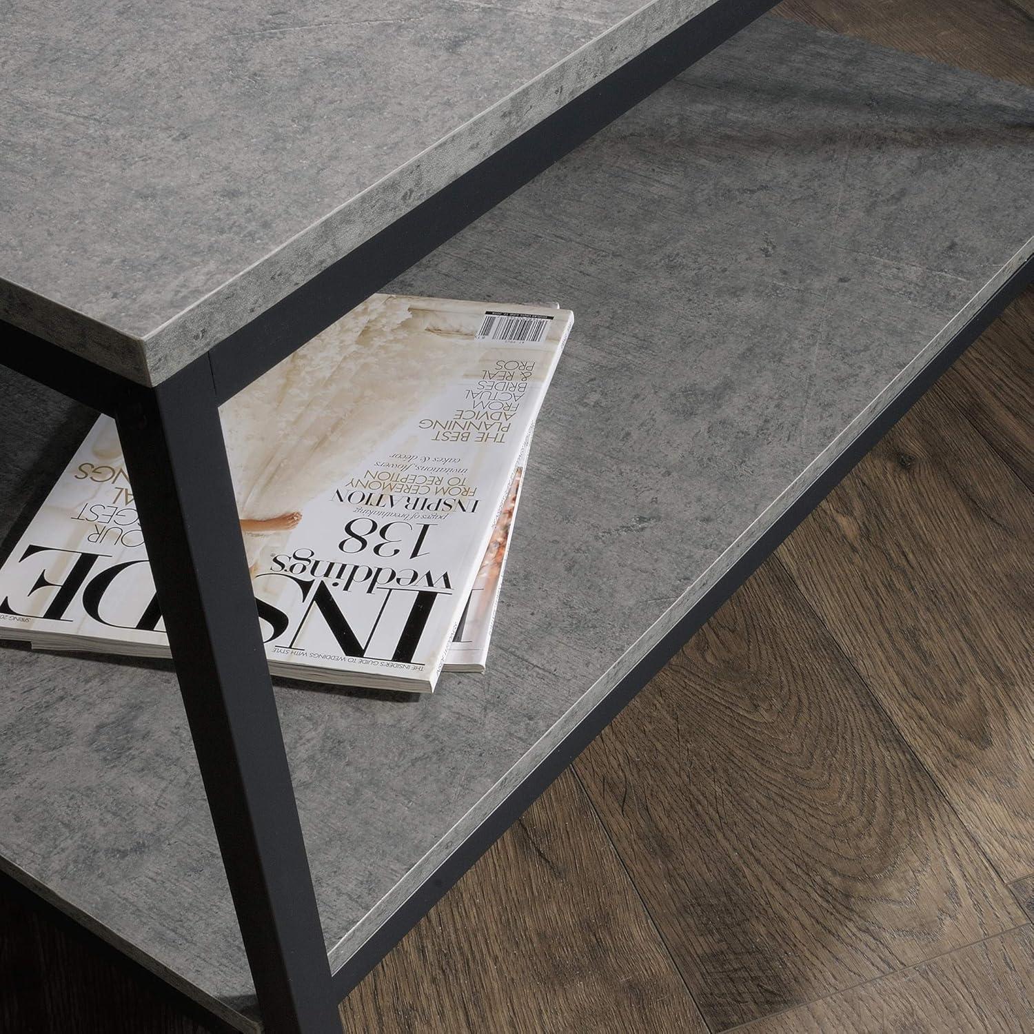 North Avenue Coffee Table Faux Gray - Sauder: Industrial Design, Lower Shelf, Metal Frame