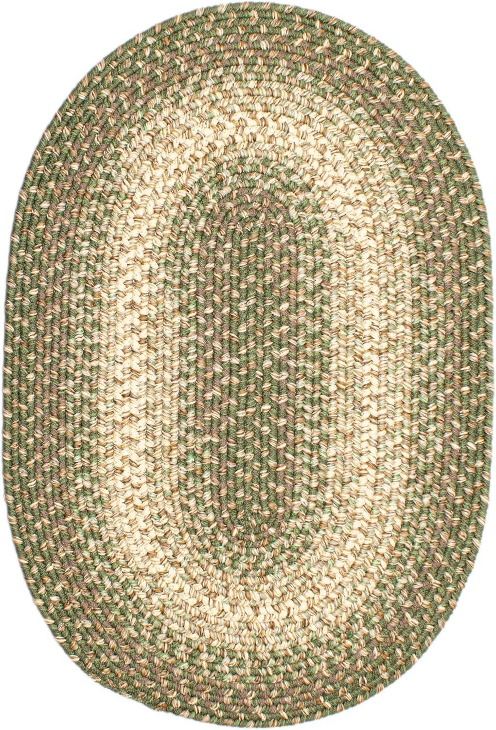 Ridgewood Farmhouse Braided Forest Green / Beige Area Rug 2' x 3' Oval