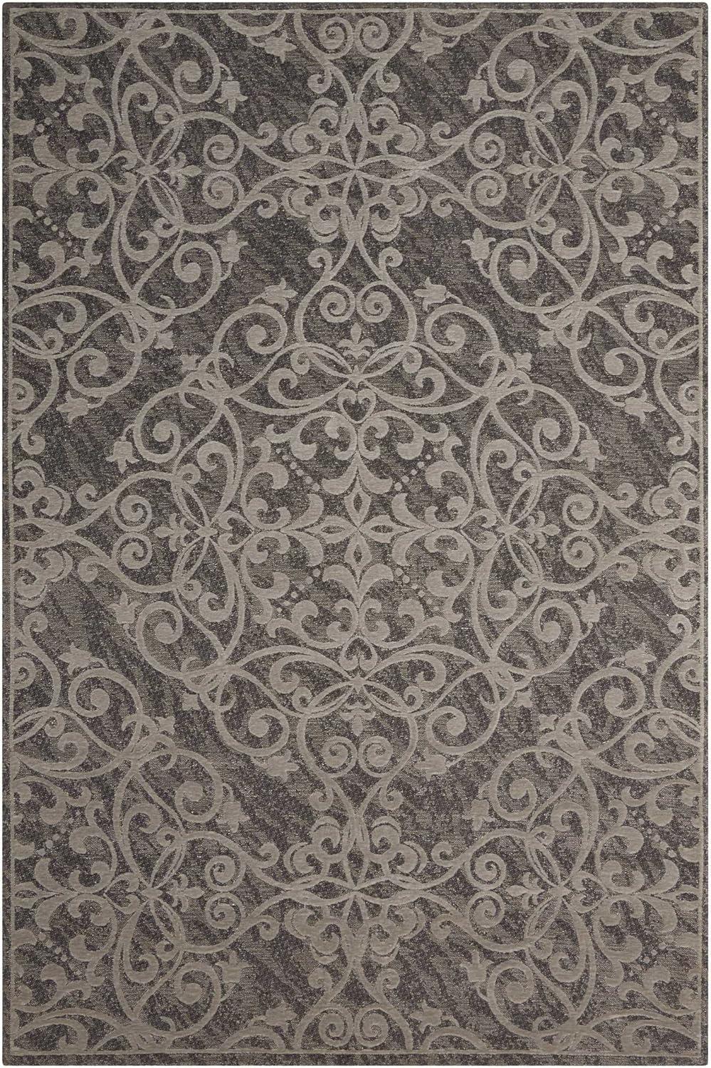 Nourison Damask Damask Grey 5' x 7' Area Rug, (5x7)