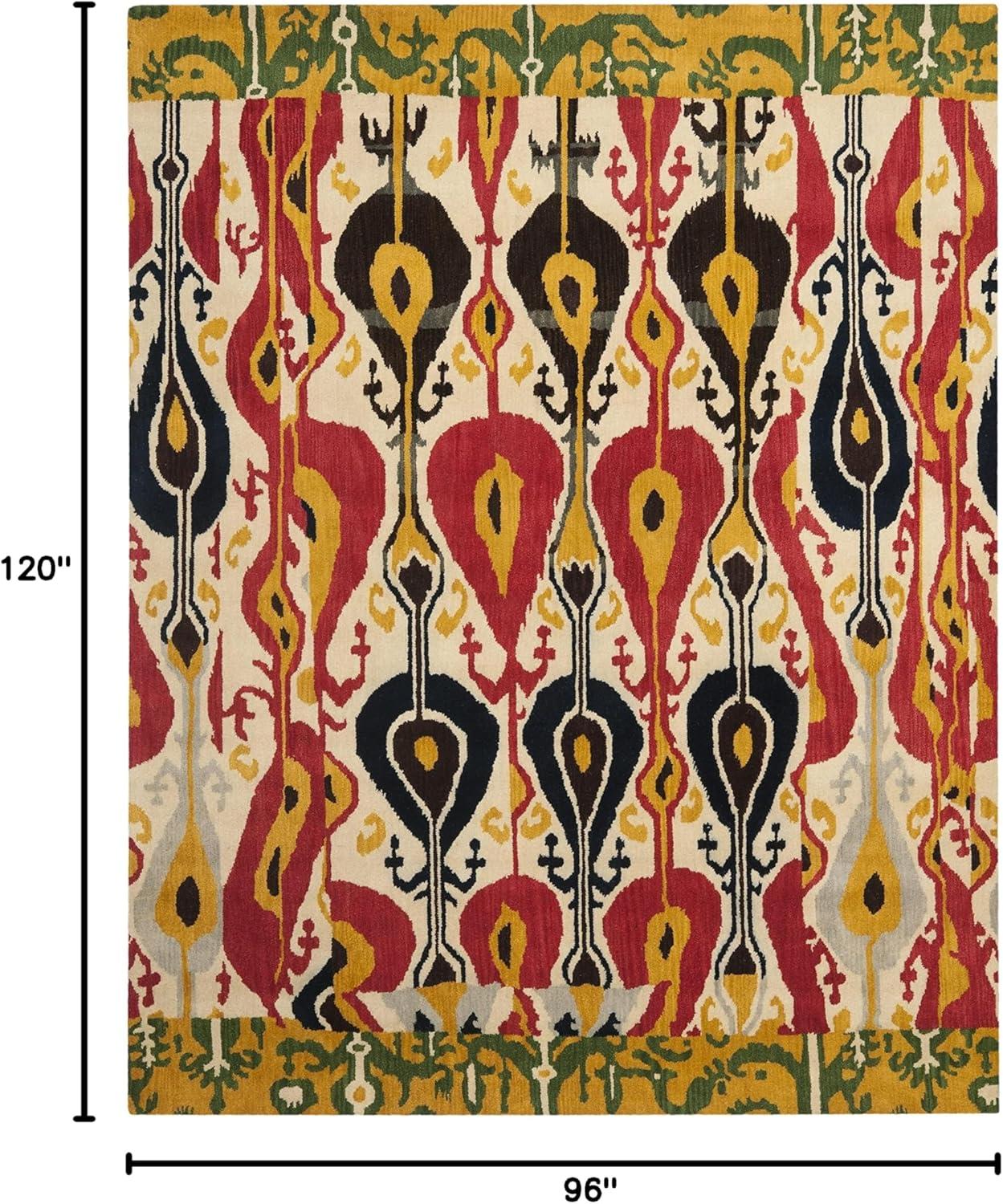 SAFAVIEH Ikat Betty Southwestern Wool Area Rug, Blue/Green, 8' x 10'