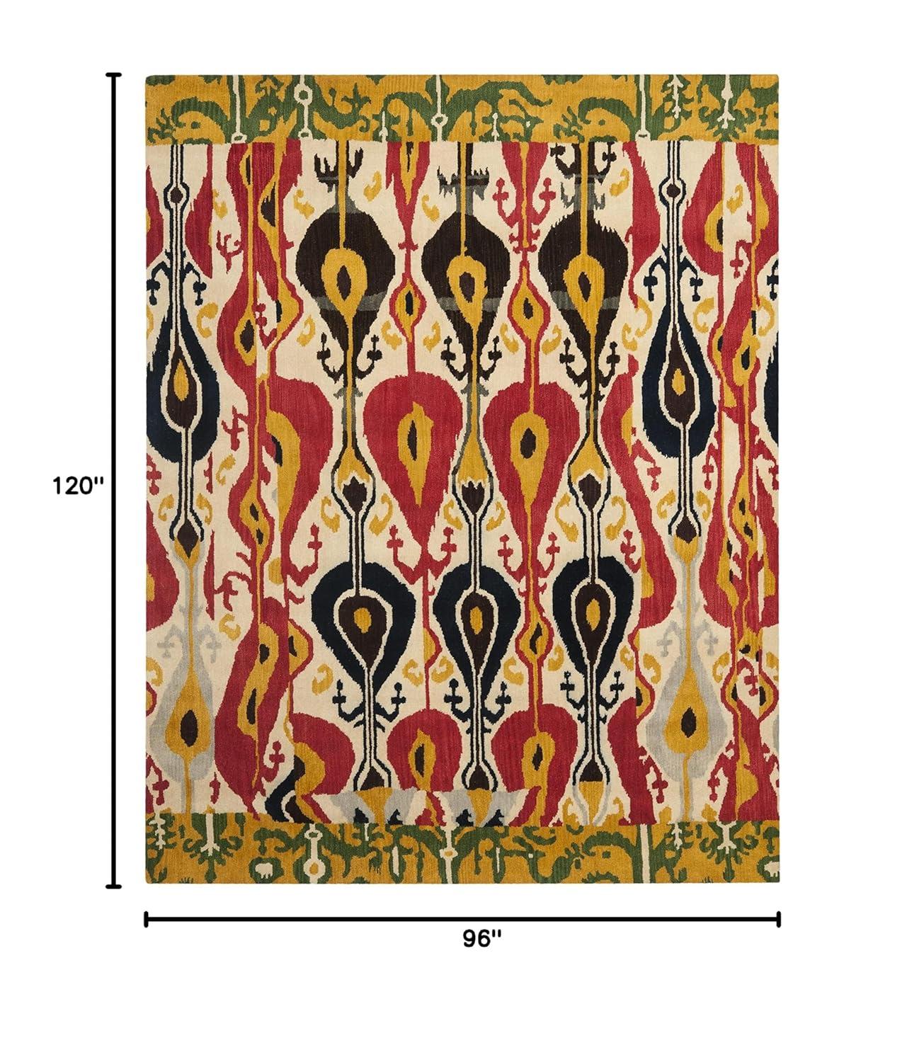 SAFAVIEH Ikat Betty Southwestern Wool Area Rug, Blue/Green, 8' x 10'