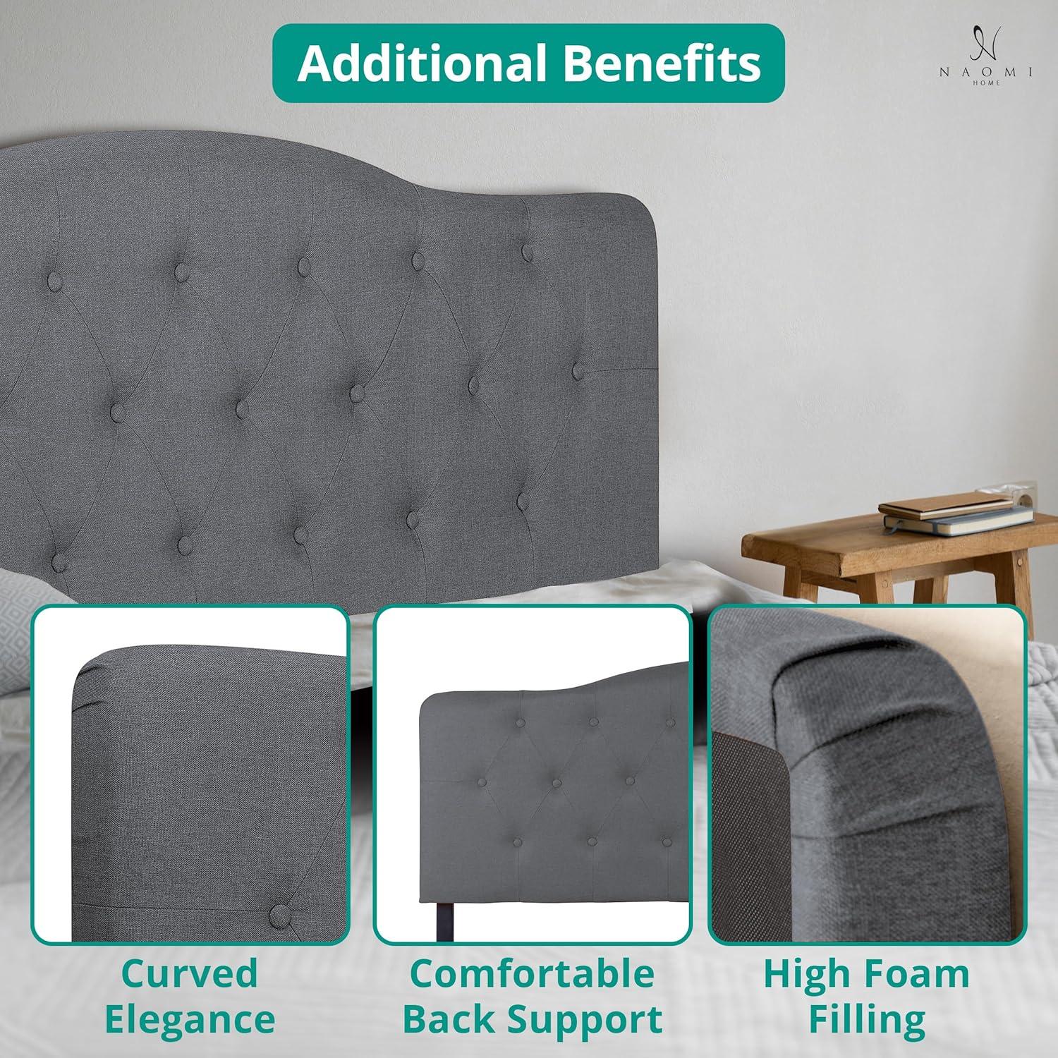 Jessenia Headboards for Full Size Bed, Upholstered Tufted Bed Headboard, 12 Adjustable Positions Full Headboard Only, Wall Mounted Headboard, Bed Backboard Linen Fabric Head Board - Light Gray