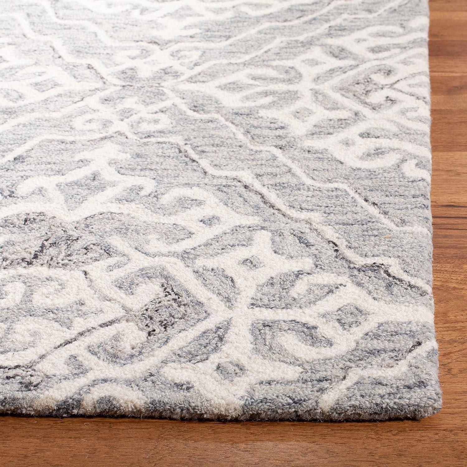 Elegant Gray Hand-Tufted Wool Area Rug 4' x 6'