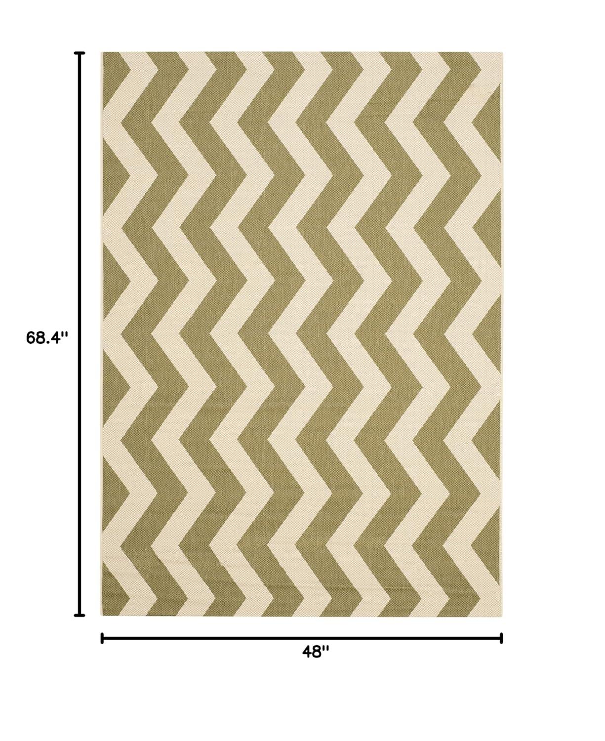 SAFAVIEH Courtyard Ayden Chevron Indoor/Outdoor Area Rug, 4' x 5'7", Green/Beige
