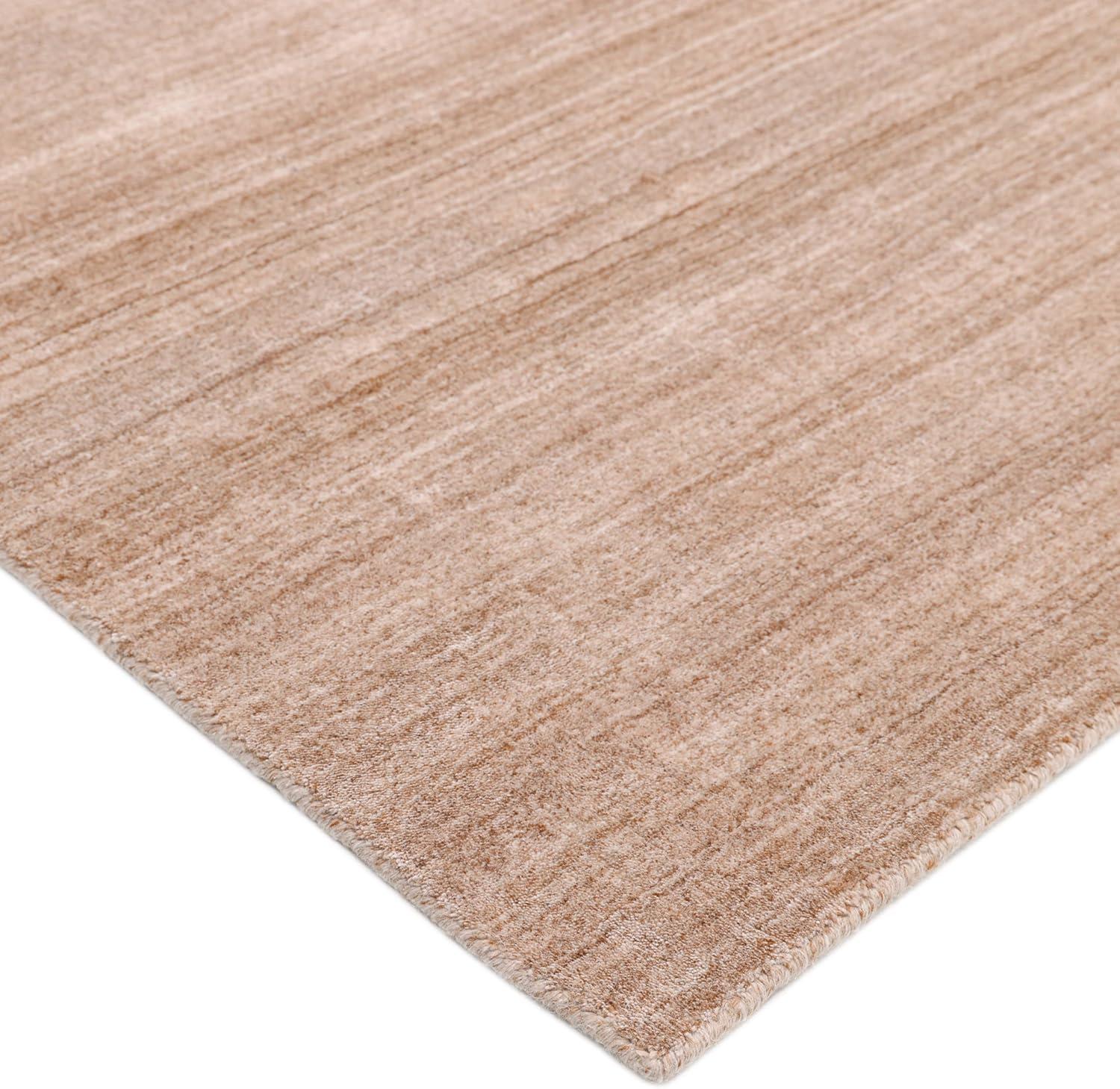 Solo Harbor Hand-Knotted Caramel Stripe Wool-Viscose 9' x 12' Area Rug