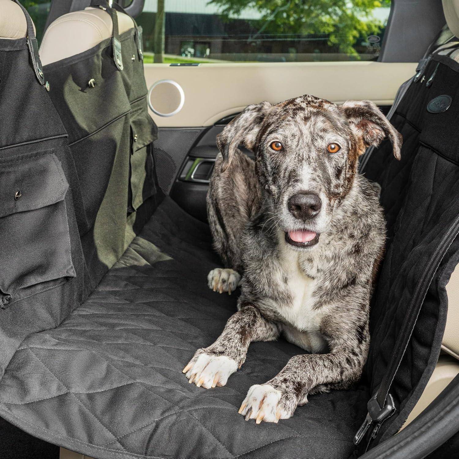 PetSafe Happy Ride Quilted Hammock Seat Cover - Long-Lasting Waterproof Backseat Protection - Keeps Leather Seats Clean & Protects from Scratches - Prevents Driver Distraction