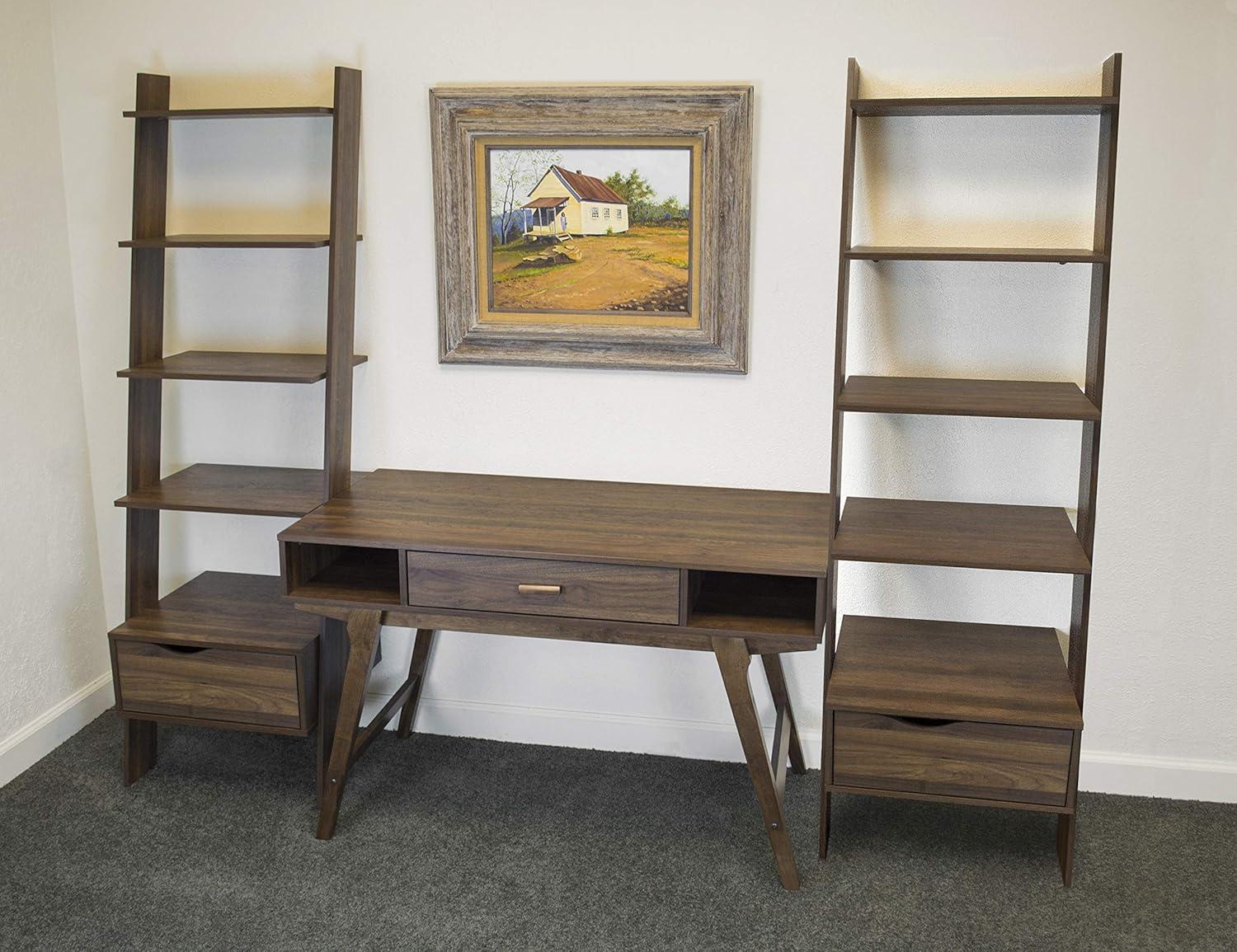 Mid Century Danish Walnut Wood Desk with Drawer