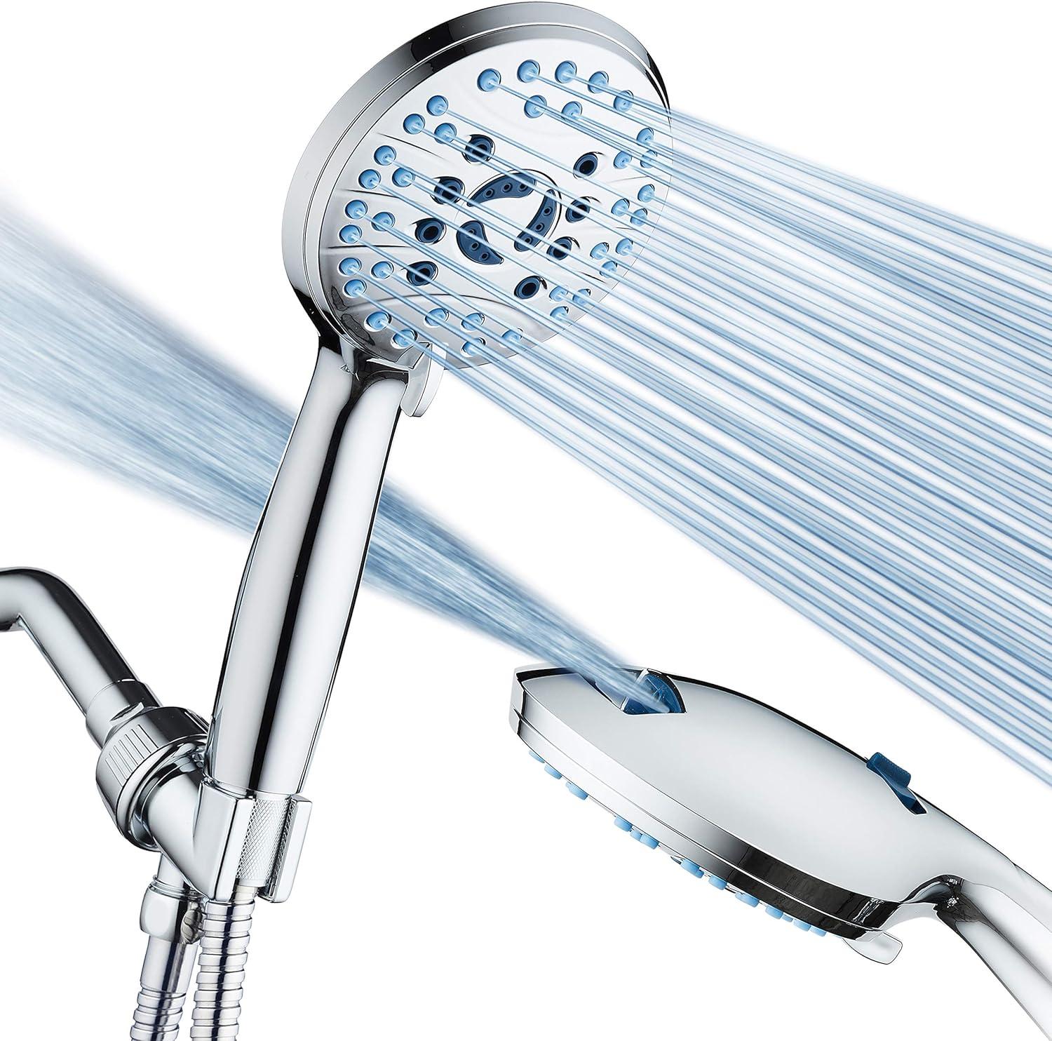 Chrome 8-Mode Handheld Shower Head with Anti-Clog Nozzles