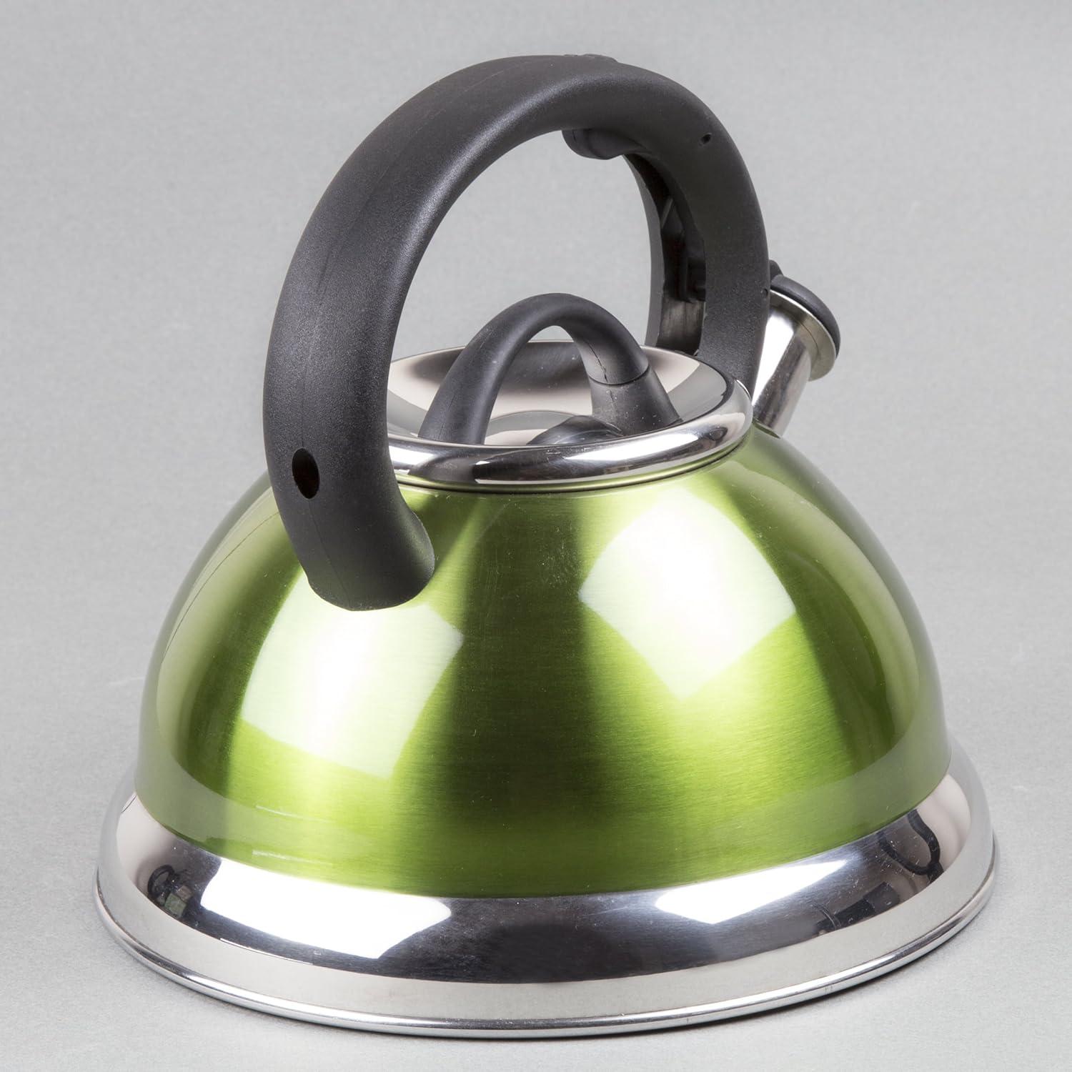 Chartreuse Stainless Steel Whistling Tea Kettle with Insulated Handle