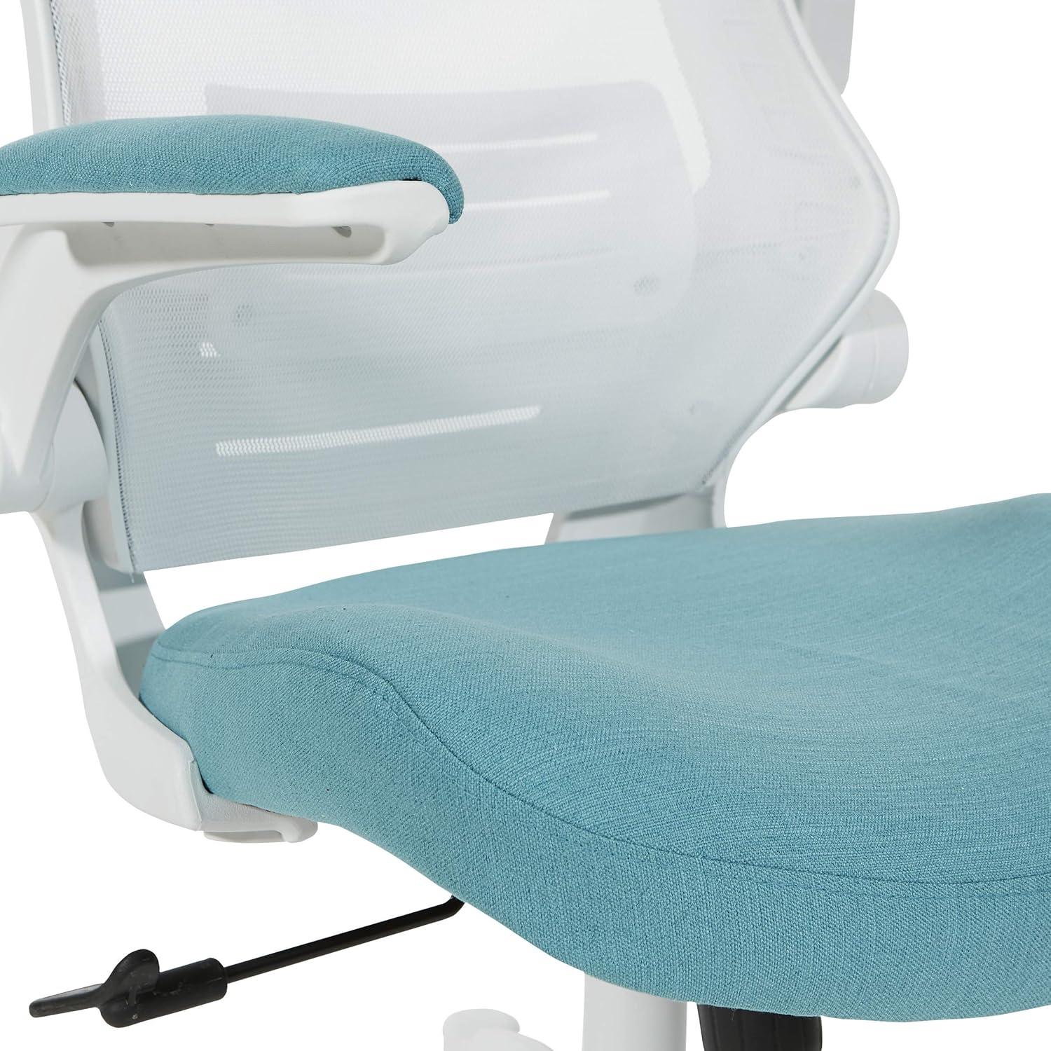 Office Star Products White Screen Back Manager's Chair in White Turquoise Fabric