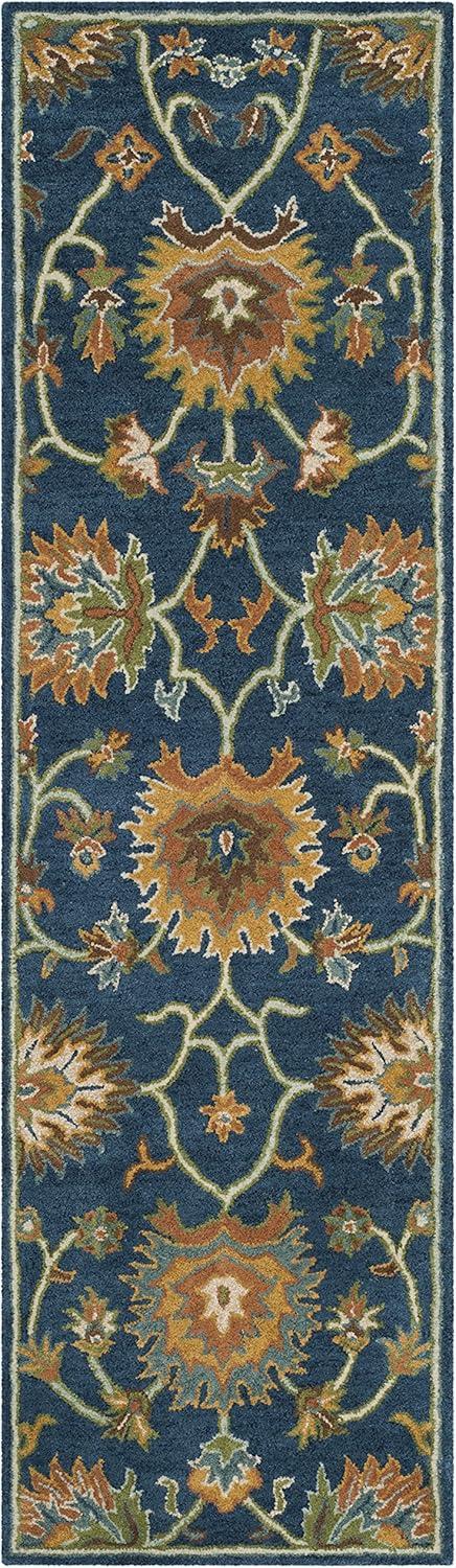 SAFAVIEH Heritage Sharla Floral Wool Area Rug, Navy, 4' x 6'