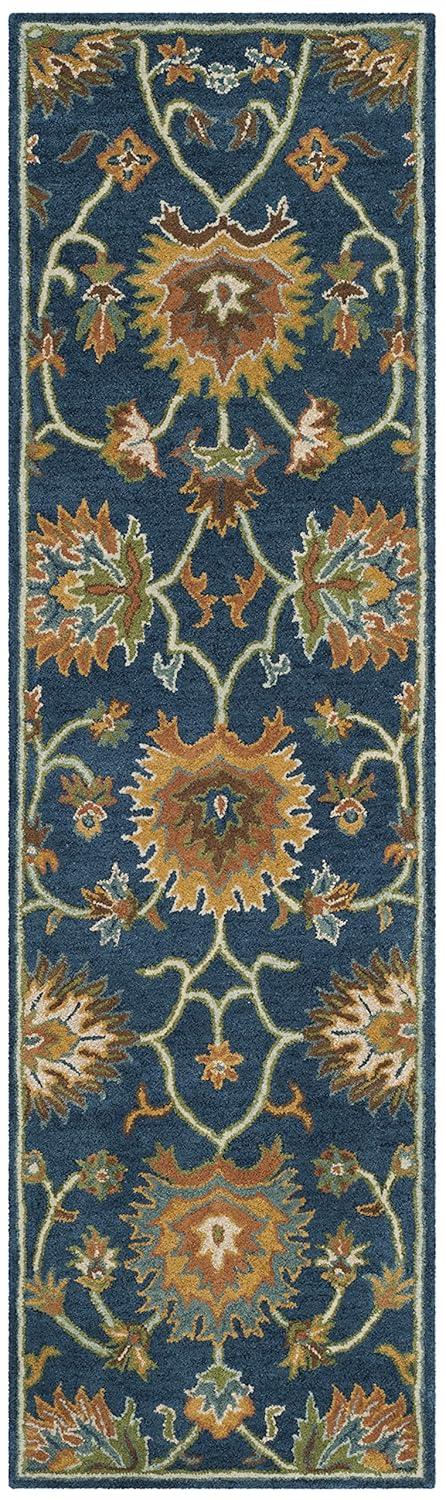 SAFAVIEH Heritage Sharla Floral Wool Runner Rug, Navy, 2'3" x 8'