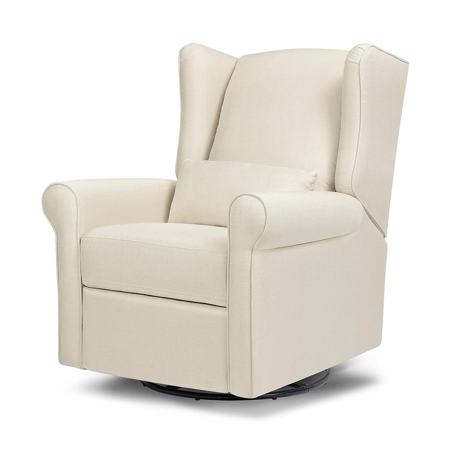 Natural Oat Swivel Recliner with Timeless Wingback Design