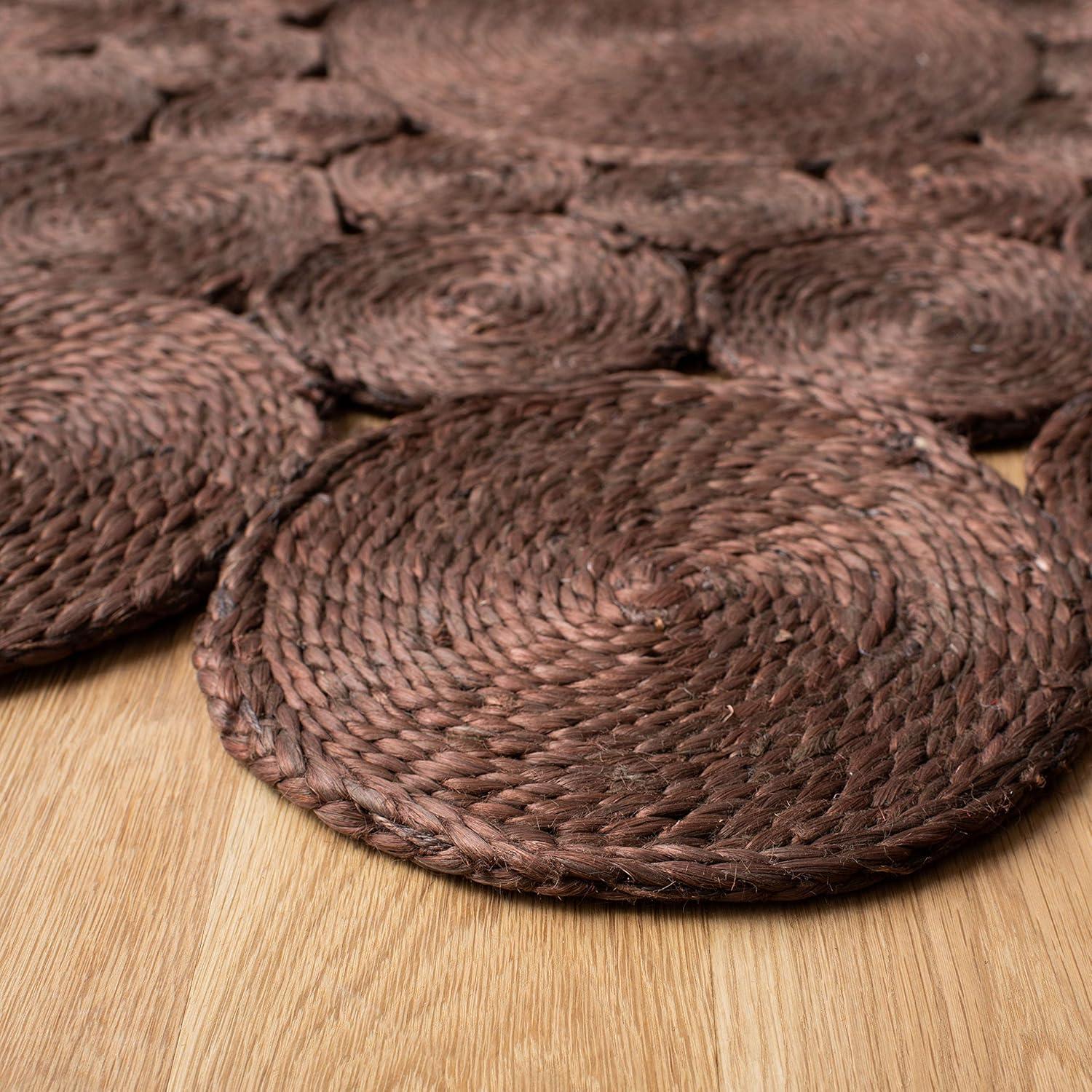 Artisanal Charm 4' Round Brown Jute Hand-Knotted Rug