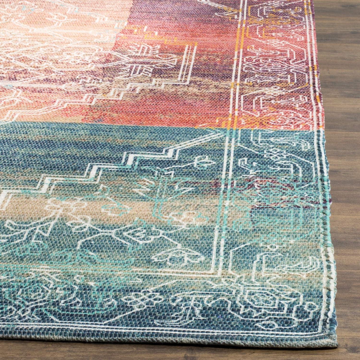 Saffron SFN592 Hand Loomed Indoor Accent Rug - Coral/Aqua - 3'x5' - Safavieh