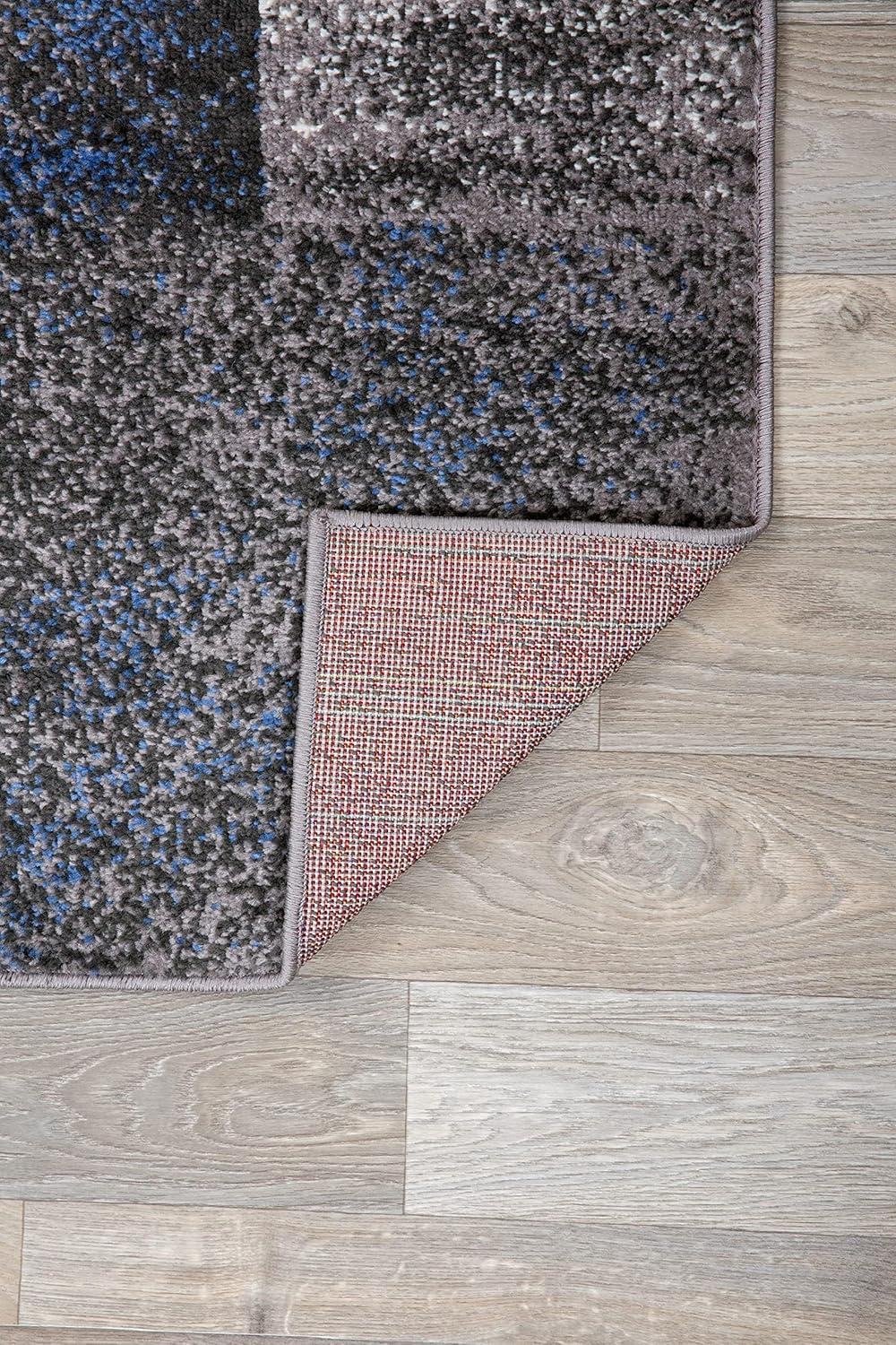 World Rug Gallery Contemporary Modern Geometric Boxes Area Rug - Blue 2' x 3'