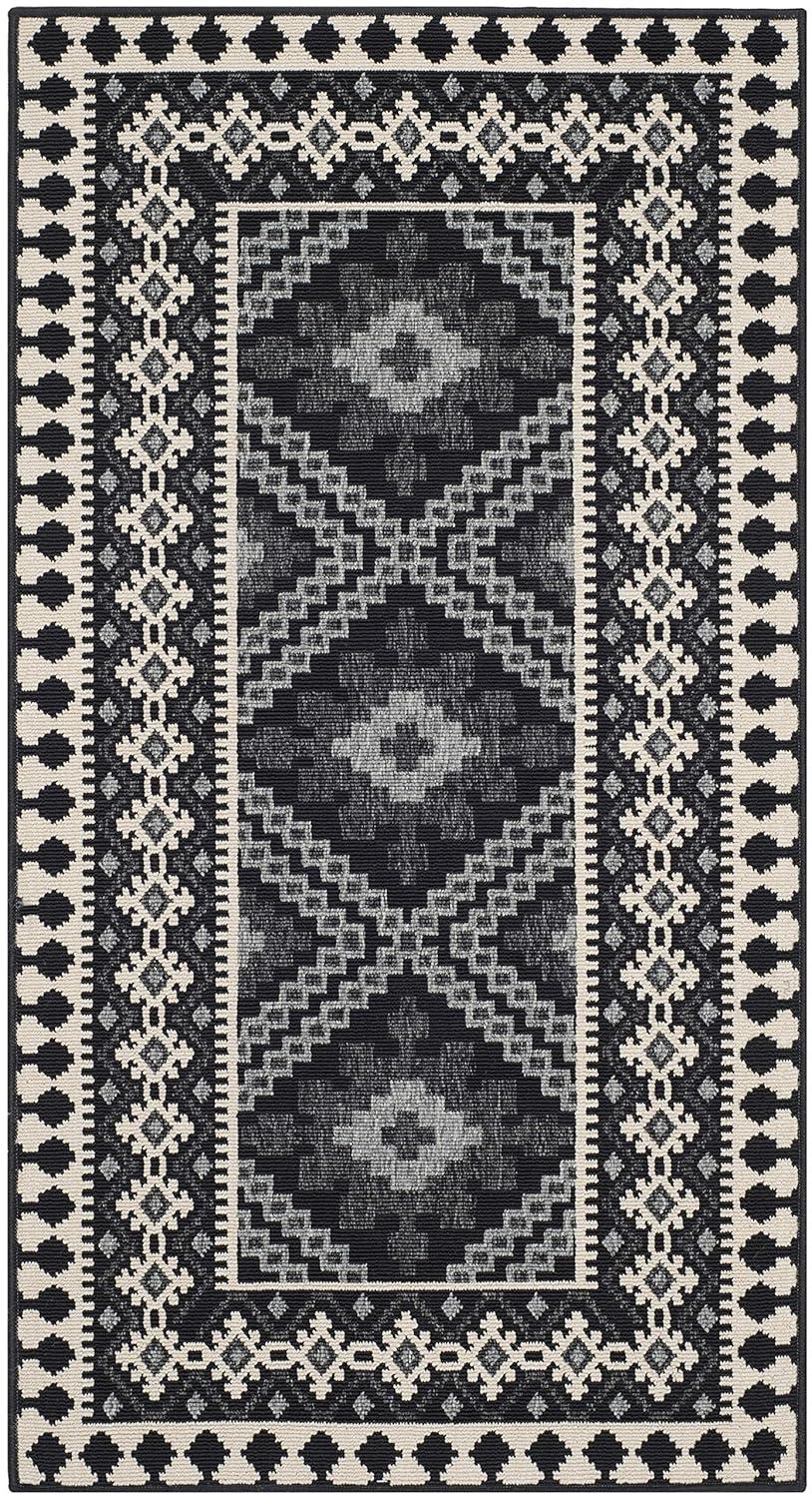 Veranda VER099 Power Loomed Indoor/Outdoor Accent Rug - Black/Creme - 2'7"x5' - Safavieh